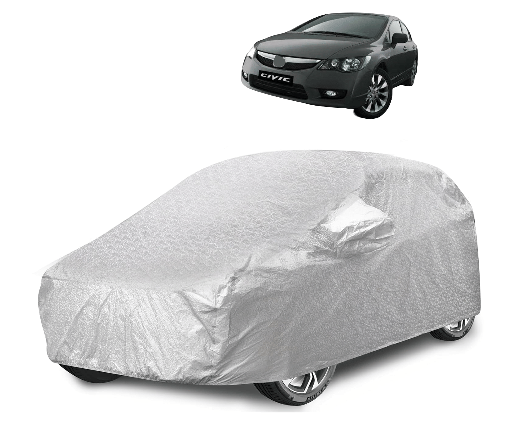     			Auto Hub Car Body Cover for Honda All Car Models With Mirror Pocket ( Pack of 1 ) , Silver