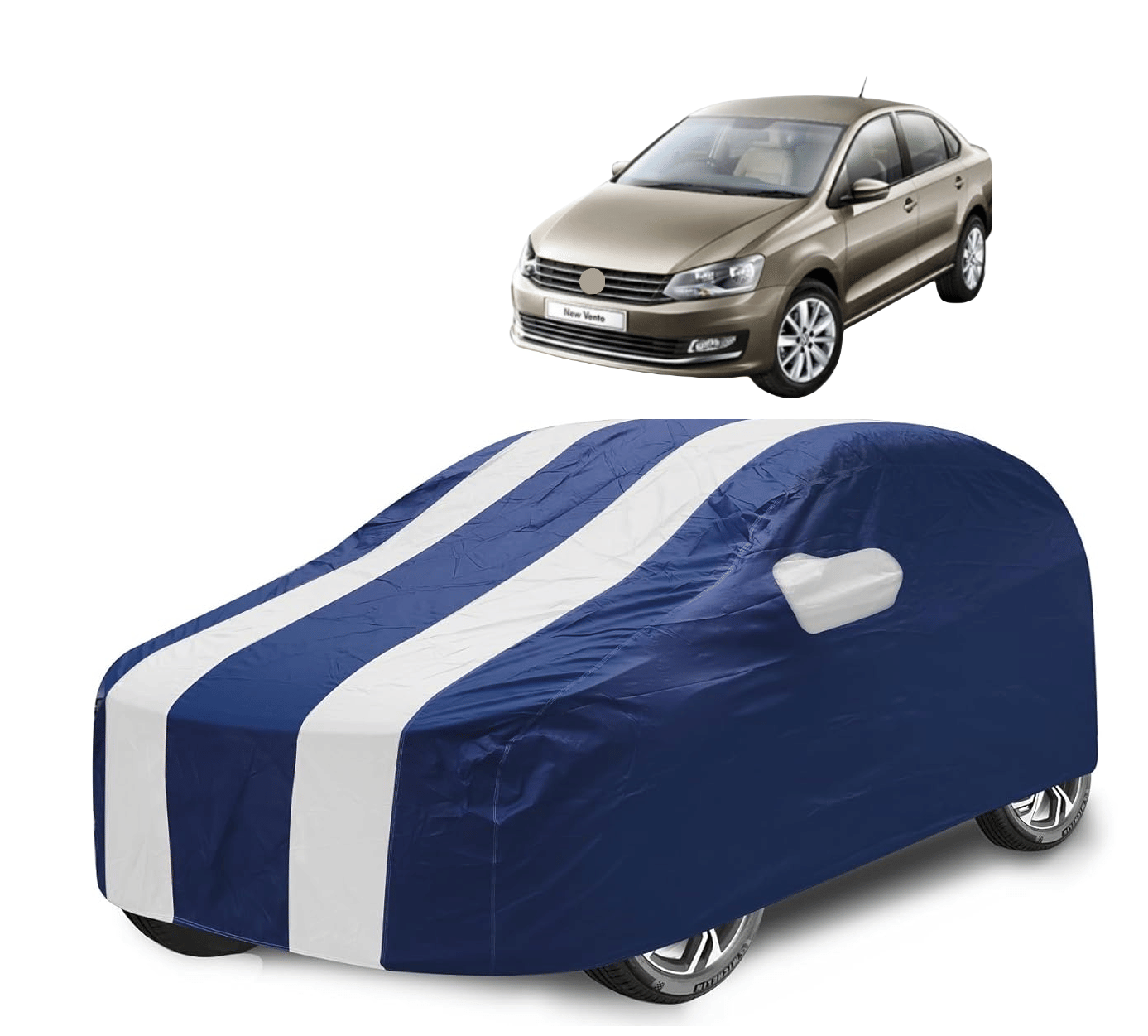     			Auto Hub Car Body Cover for Volkswagen All Car Models With Mirror Pocket ( Pack of 1 ) , White