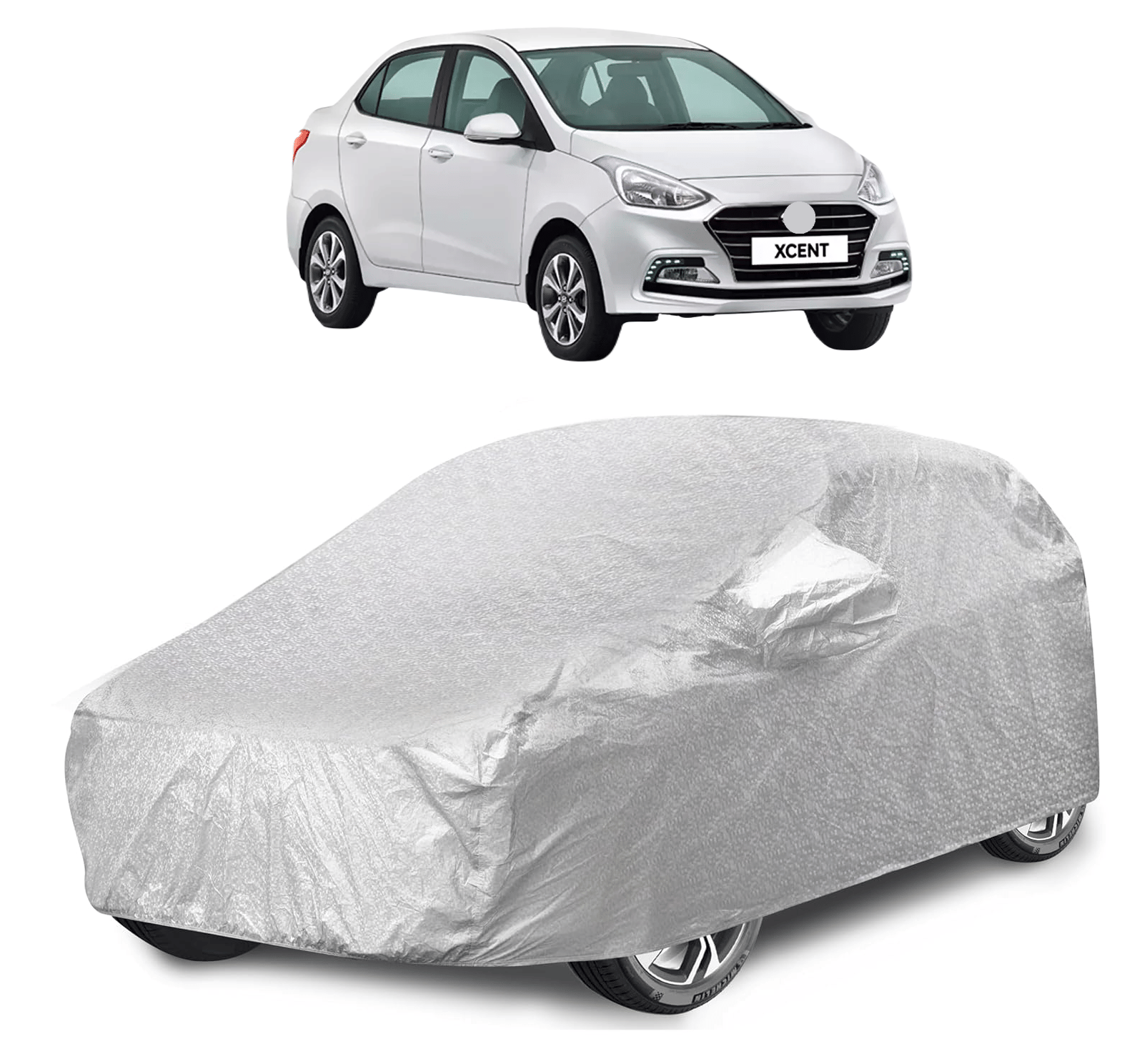     			Auto Hub Car Body Cover for Hyundai All Car Models With Mirror Pocket ( Pack of 1 ) , Silver