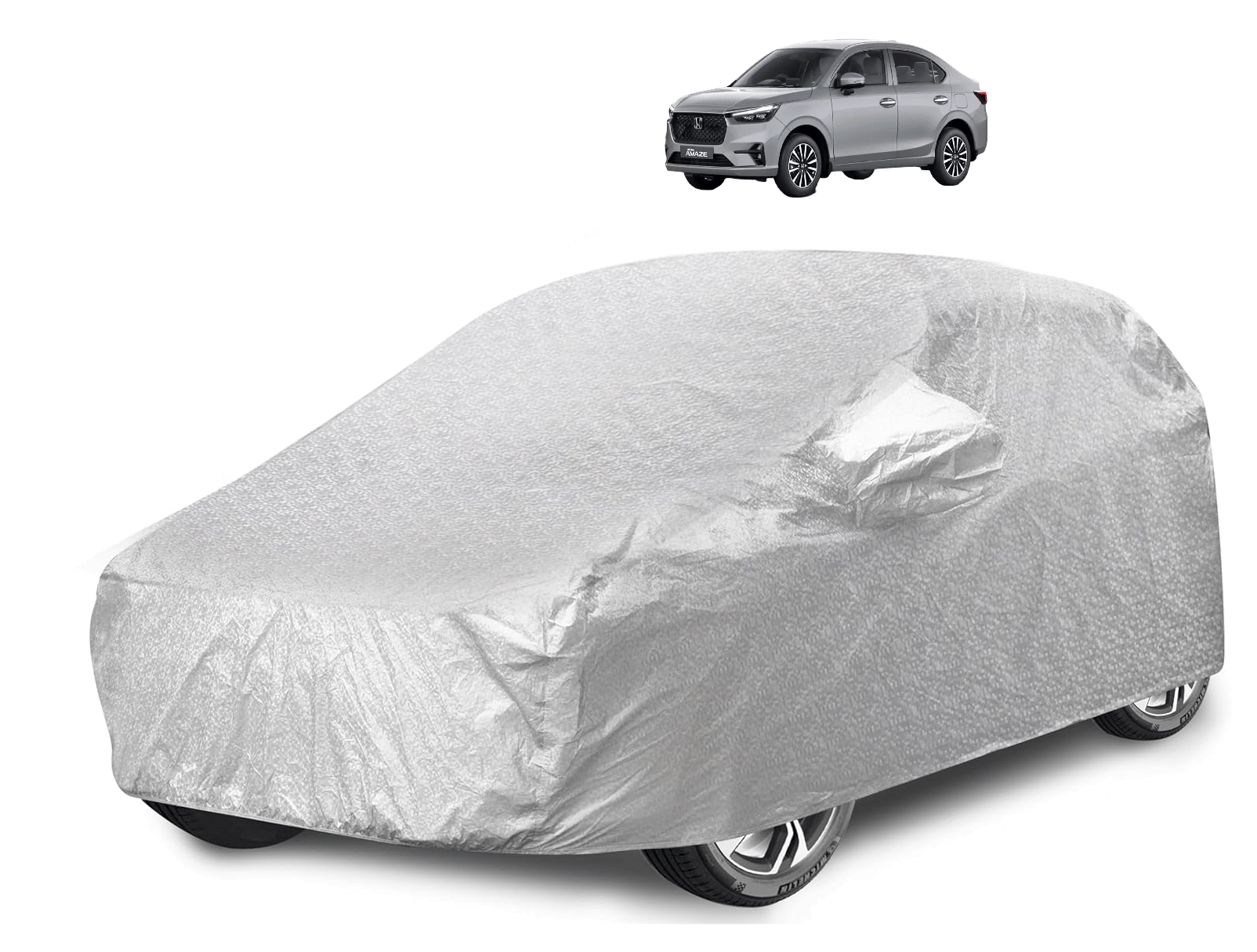     			Auto Hub Car Body Cover for Honda All Car Models With Mirror Pocket ( Pack of 1 ) , Silver