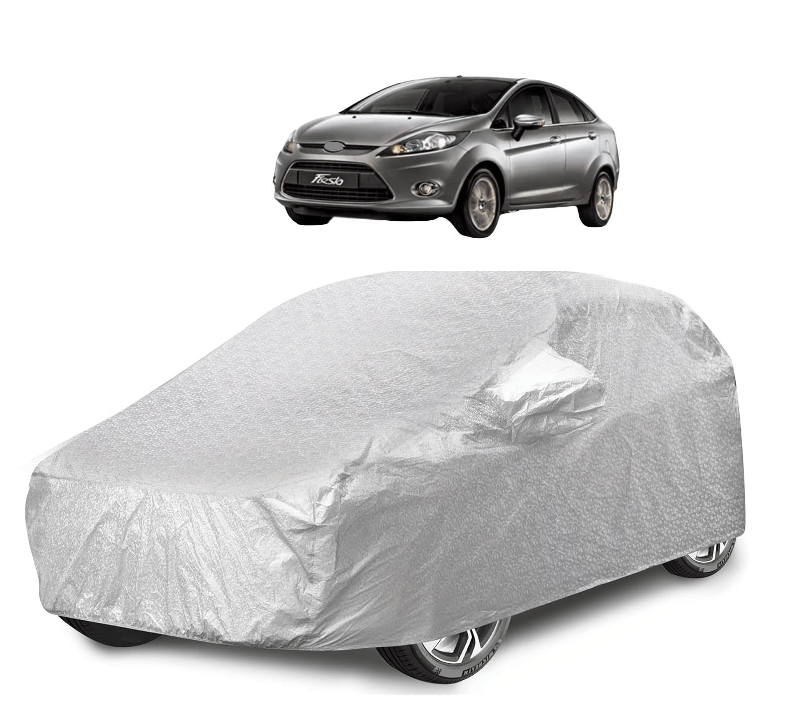     			Auto Hub Car Body Cover for Ford All Car Models With Mirror Pocket ( Pack of 1 ) , Silver