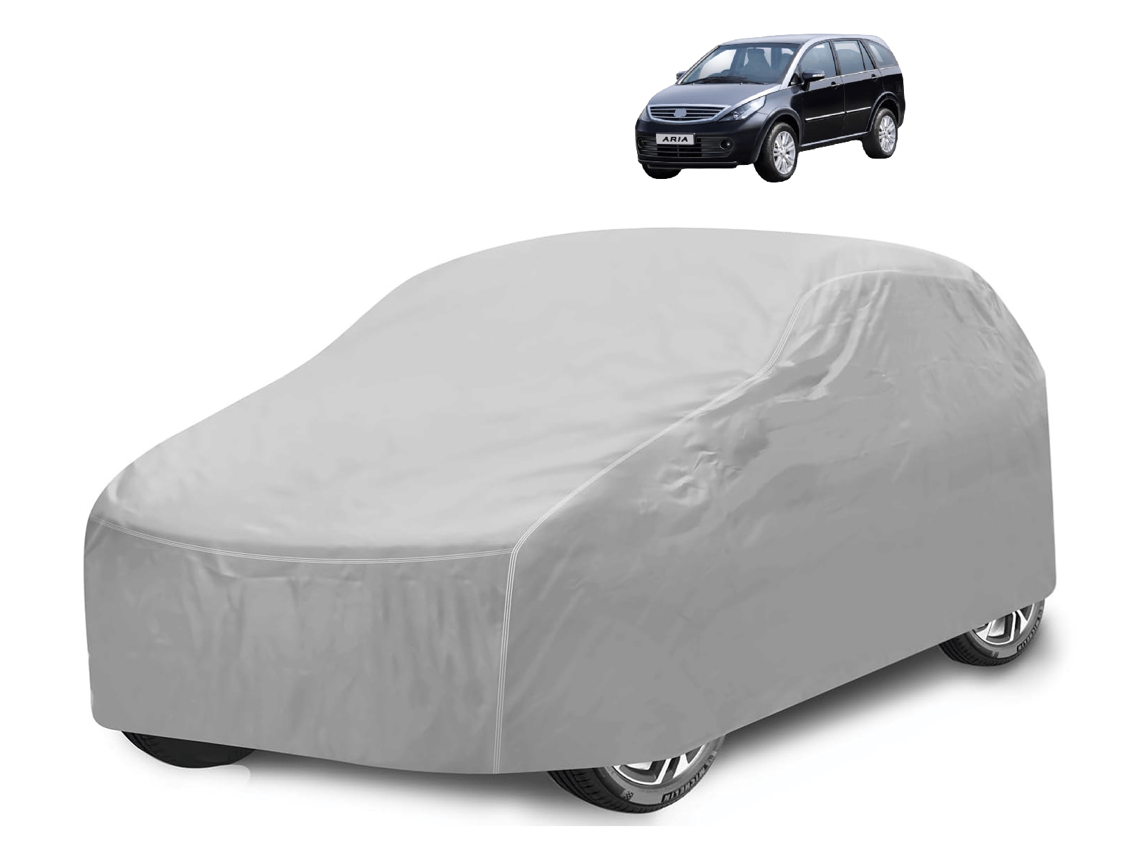 Auto Hub Car Body Cover for Tata All Car Models With Mirror Pocket ( Pack of 1 ) , Silver     			Auto Hub Car Body Cover for Tata All Car Models With Mirror Pocket ( Pack of 1 ) , Silver