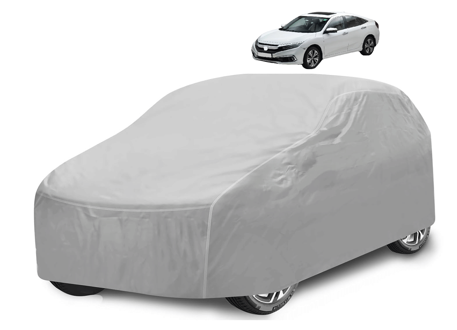 Auto Hub Car Body Cover for Honda All Car Models With Mirror Pocket ( Pack of 1 ) , Silver Auto Hub Car Body Cover for Honda All Car Models With Mirror Pocket ( Pack of 1 ) , Silver