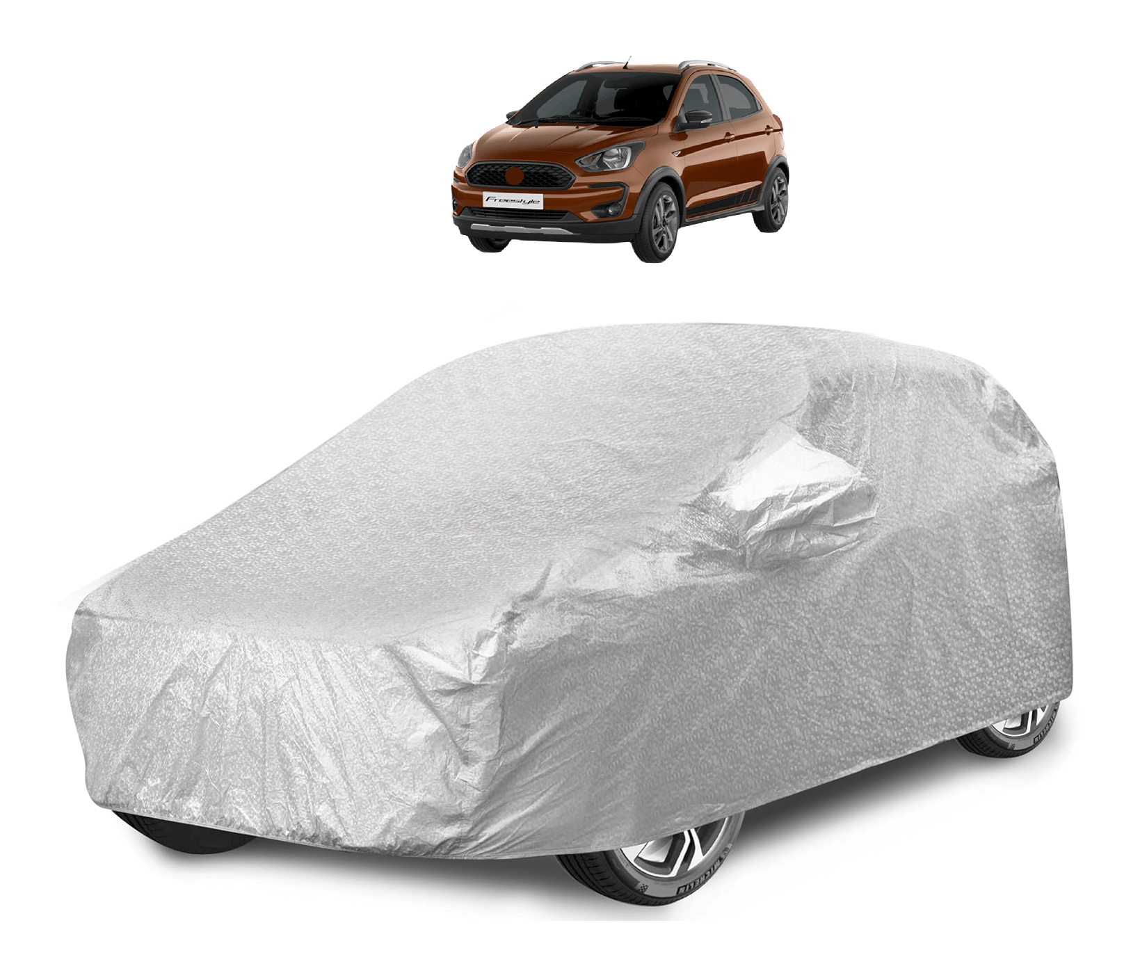     			Auto Hub Car Body Cover for Ford All Car Models With Mirror Pocket ( Pack of 1 ) , Silver