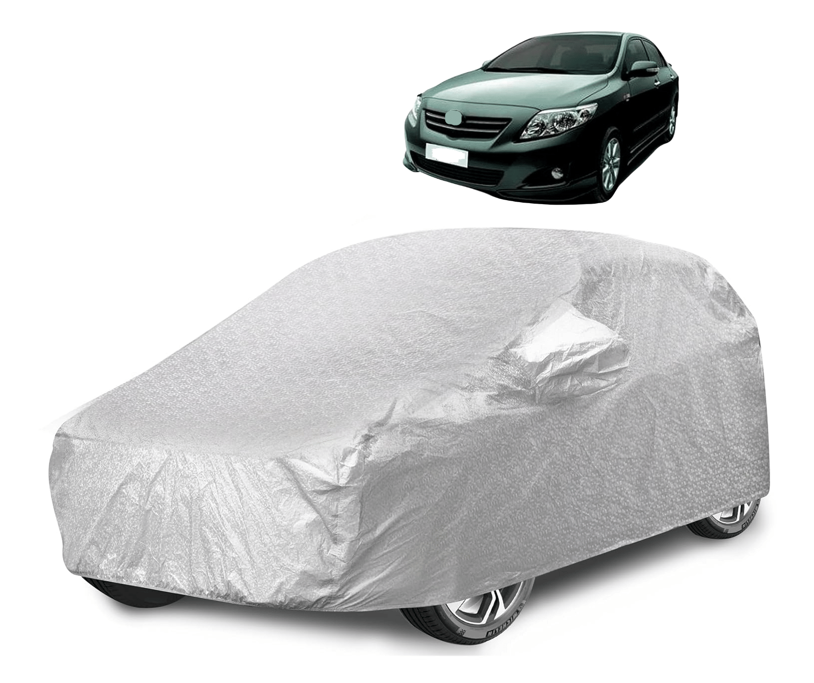     			Auto Hub Car Body Cover for Toyota All Car Models With Mirror Pocket ( Pack of 1 ) , Silver