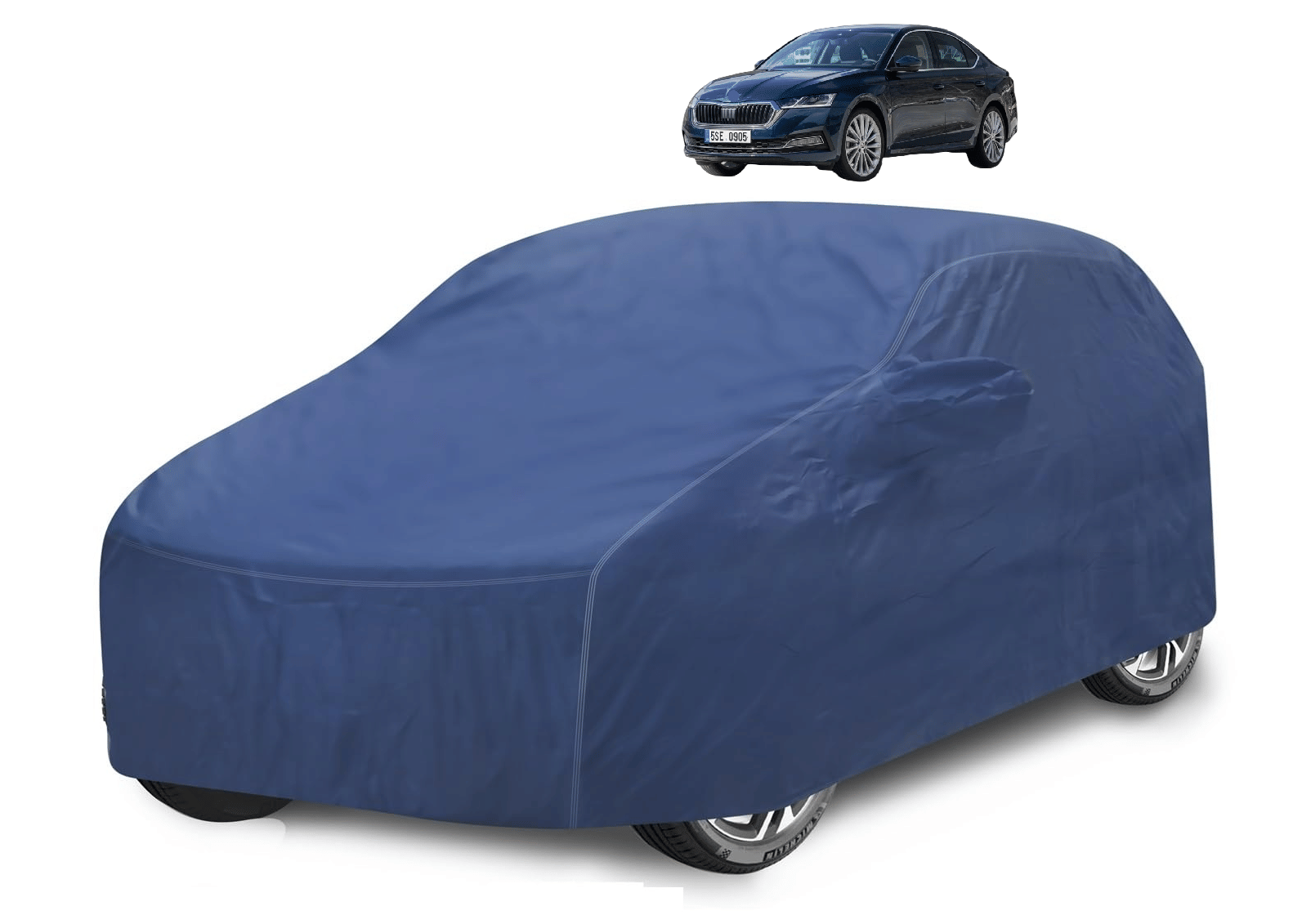     			Auto Hub Car Body Cover for Skoda All Car Models With Mirror Pocket ( Pack of 1 ) , Blue