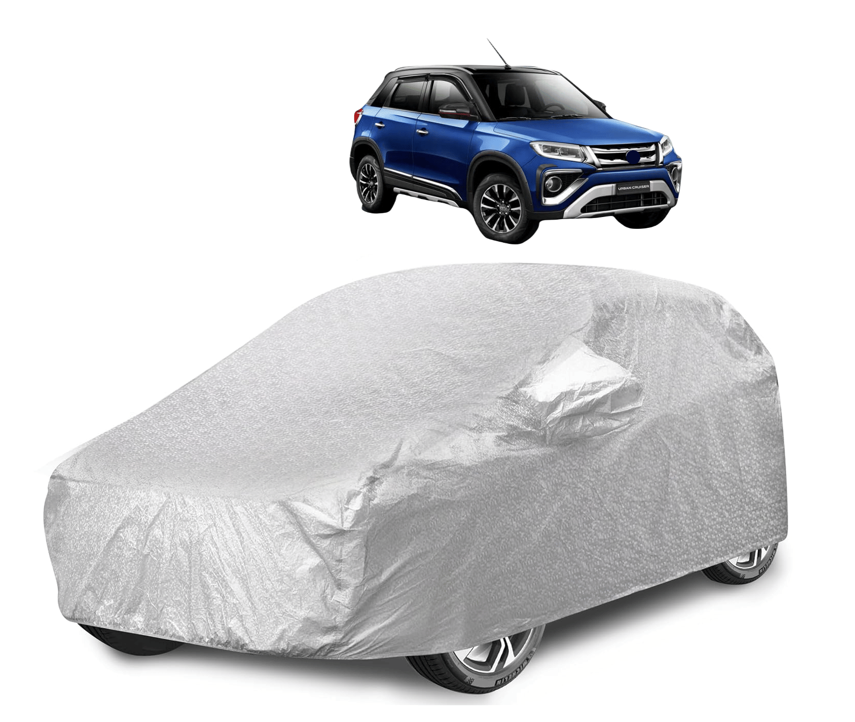     			Auto Hub Car Body Cover for Toyota All Car Models With Mirror Pocket ( Pack of 1 ) , Silver