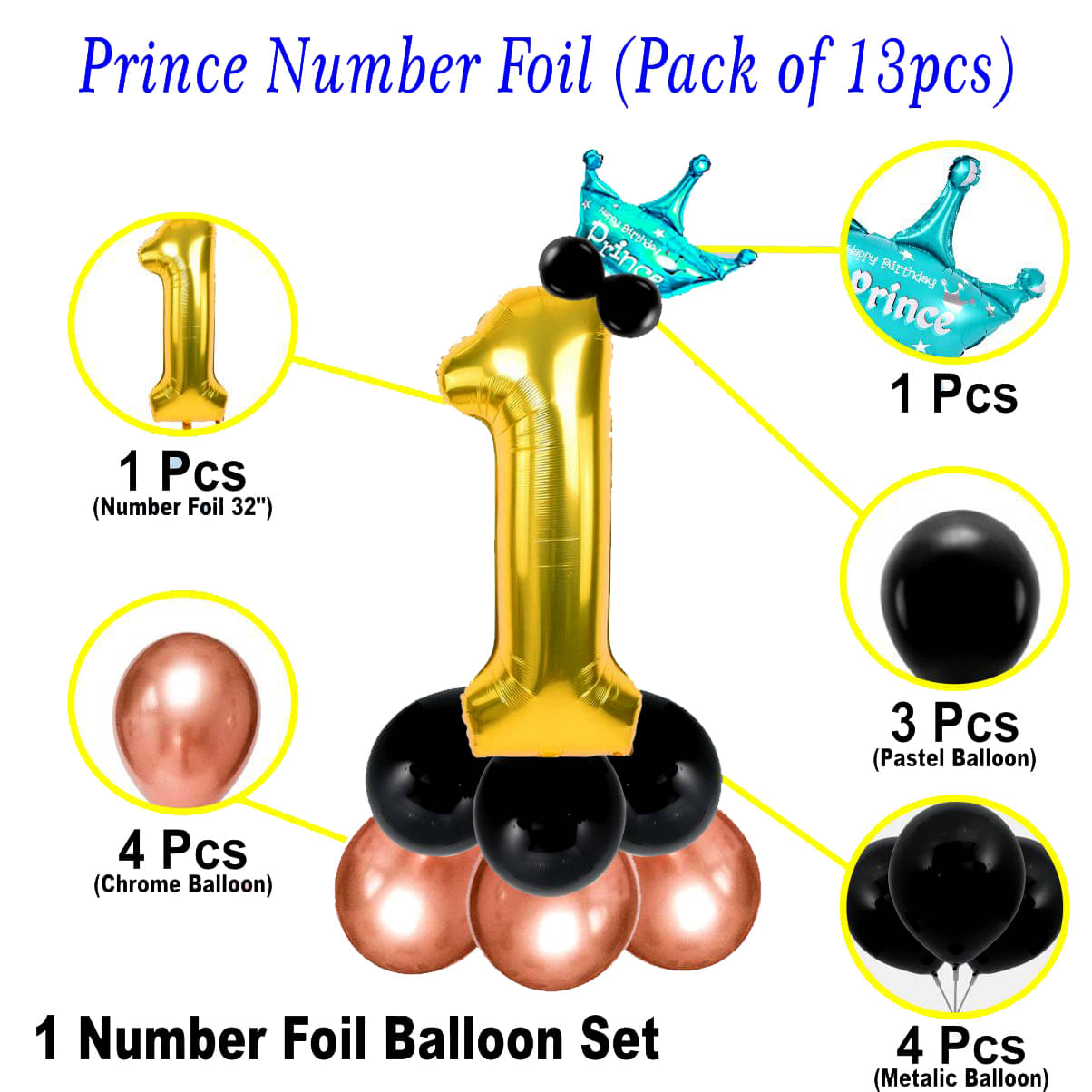     			Bubble Bells 1/One number 32 Inch Golden Color Foil Number Balloon For Birthday & Anniversary Decoration Kit,Helium Foil Balloon For One Birthday With Crown Metalic Pastel Balloons For Birthday Decoration.