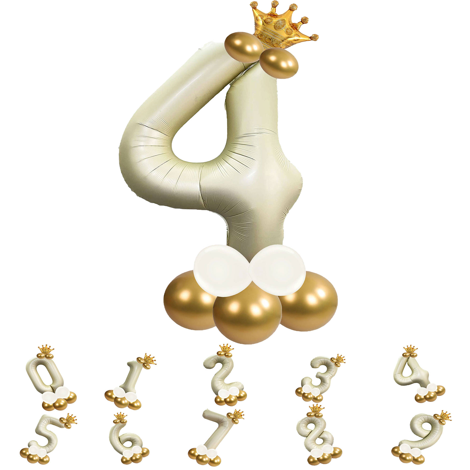     			Bubble Bells 4/Four number 32 Inch Cream Foil Number Balloon For Birthday & Anniversary Decoration Kit,Helium Foil Balloon For Four Birthday With Crown Metalic Pastel Balloons For Birthday Decoration.