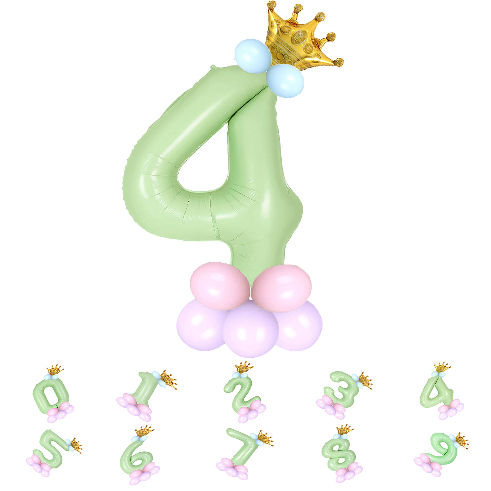     			Bubble Bells 4/Four number 32 Inch Green Color Foil Number Balloon For Birthday & Anniversary Decoration Kit,Helium Foil Balloon For Four Birthday With Crown Metalic Pastel Balloons For Birthday Decoration.