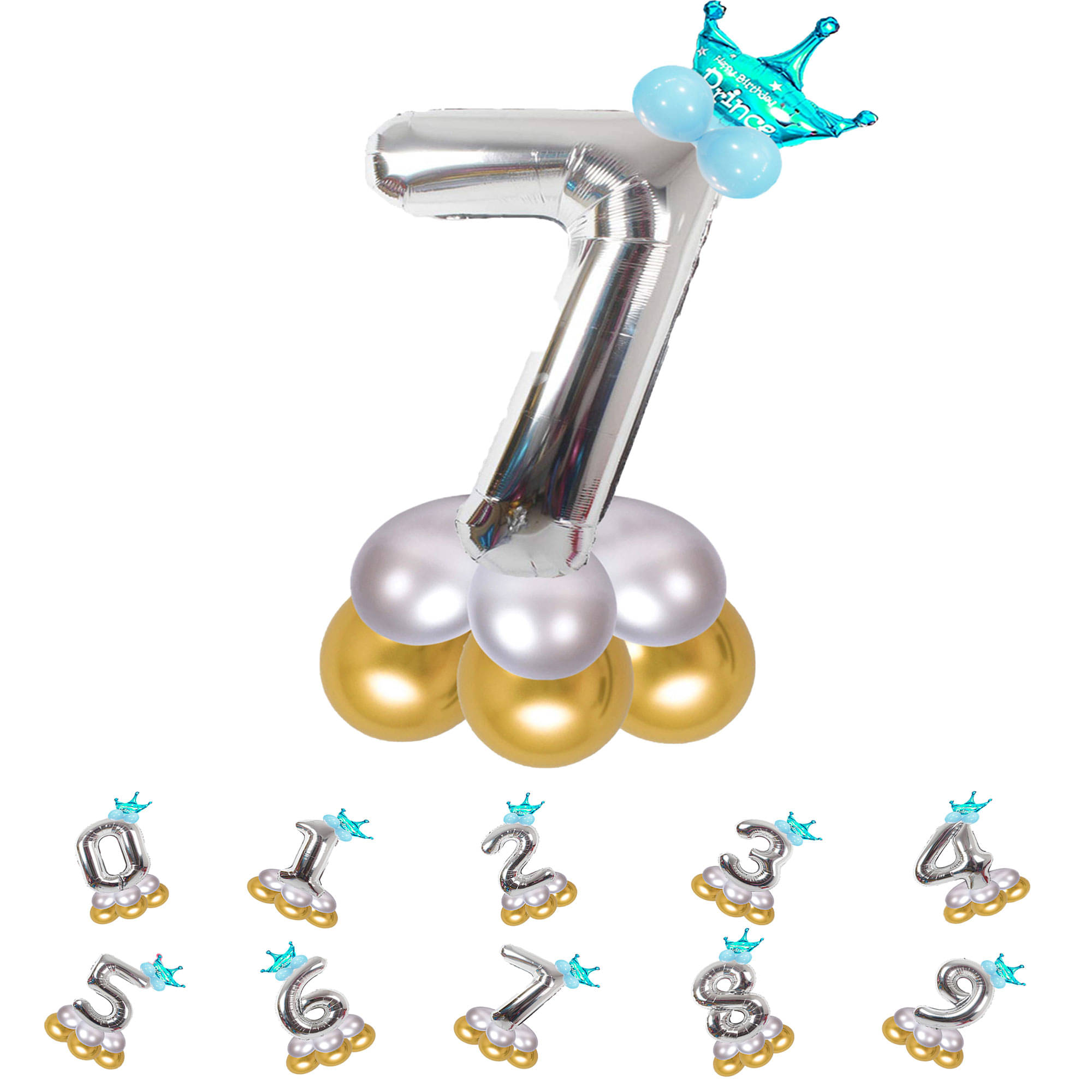 Bubble Bells 7/Seven number 32 Inch Silver Color Foil Number Balloon For Birthday & Anniversary Decoration Kit,Helium Foil Balloon For Seven Birthday With Crown Metalic Pastel Balloons For Birthday Decoration.     			Bubble Bells 7/Seven number 32 Inch Silver Color Foil Number Balloon For Birthday & Anniversary Decoration Kit,Helium Foil Balloon For Seven Birthday With Crown Metalic Pastel Balloons For Birthday Decoration.