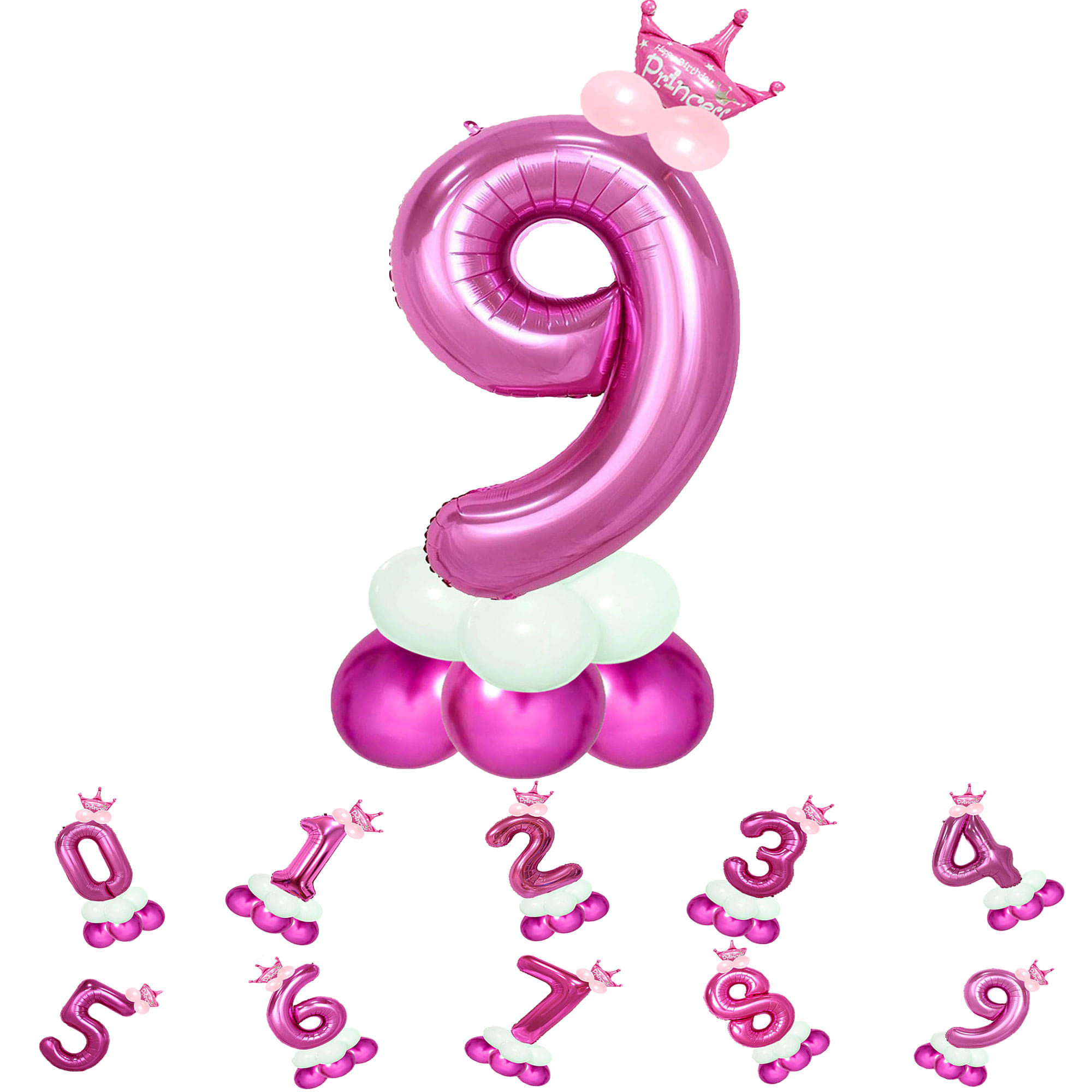    			Bubble Bells 9/Nine number 32 Inch Pink Color Foil Number Balloon For Birthday & Anniversary Decoration Kit,Helium Foil Balloon For Nine Birthday With Crown Metalic Pastel Balloons For Birthday Decoration.