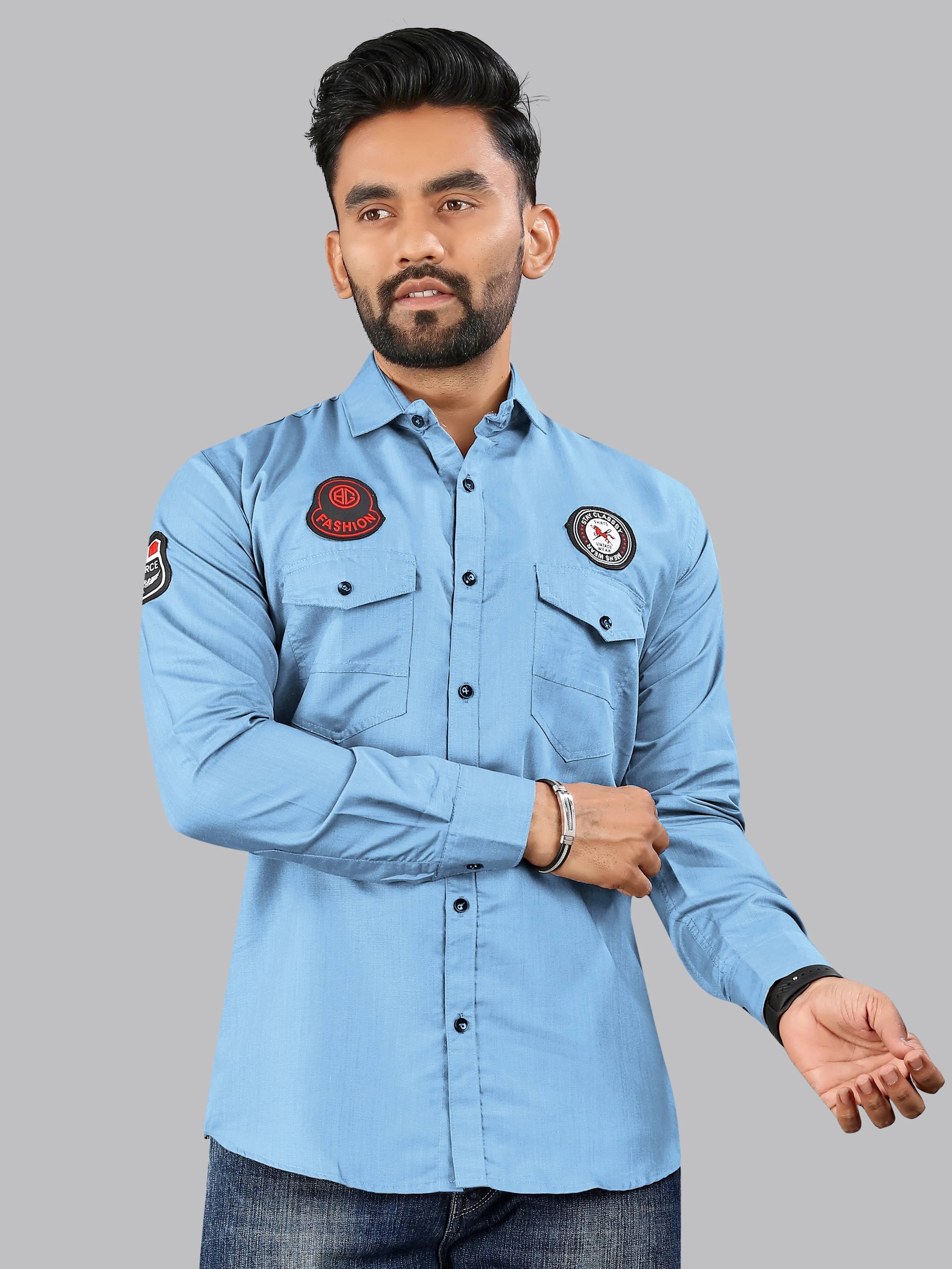 Buckberry Cotton Blend Regular Fit Solids Full Sleeves Men's Casual Shirt - Light Blue ( Pack of 1 ) Buckberry Cotton Blend Regular Fit Solids Full Sleeves Men's Casual Shirt - Light Blue ( Pack of 1 )