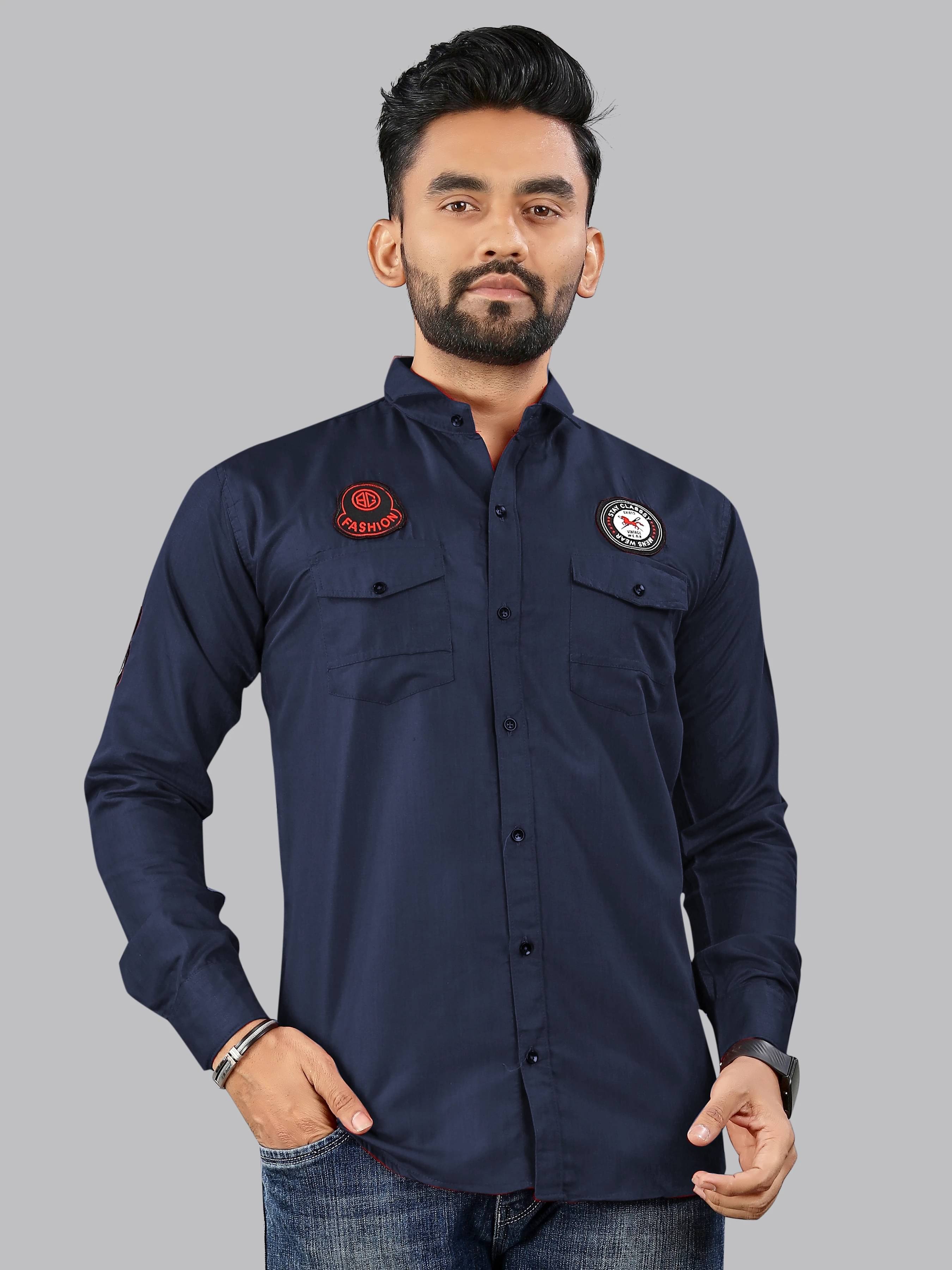 Buckberry Cotton Blend Regular Fit Solids Full Sleeves Men's Casual Shirt - Blue ( Pack of 1 ) Buckberry Cotton Blend Regular Fit Solids Full Sleeves Men's Casual Shirt - Blue ( Pack of 1 )