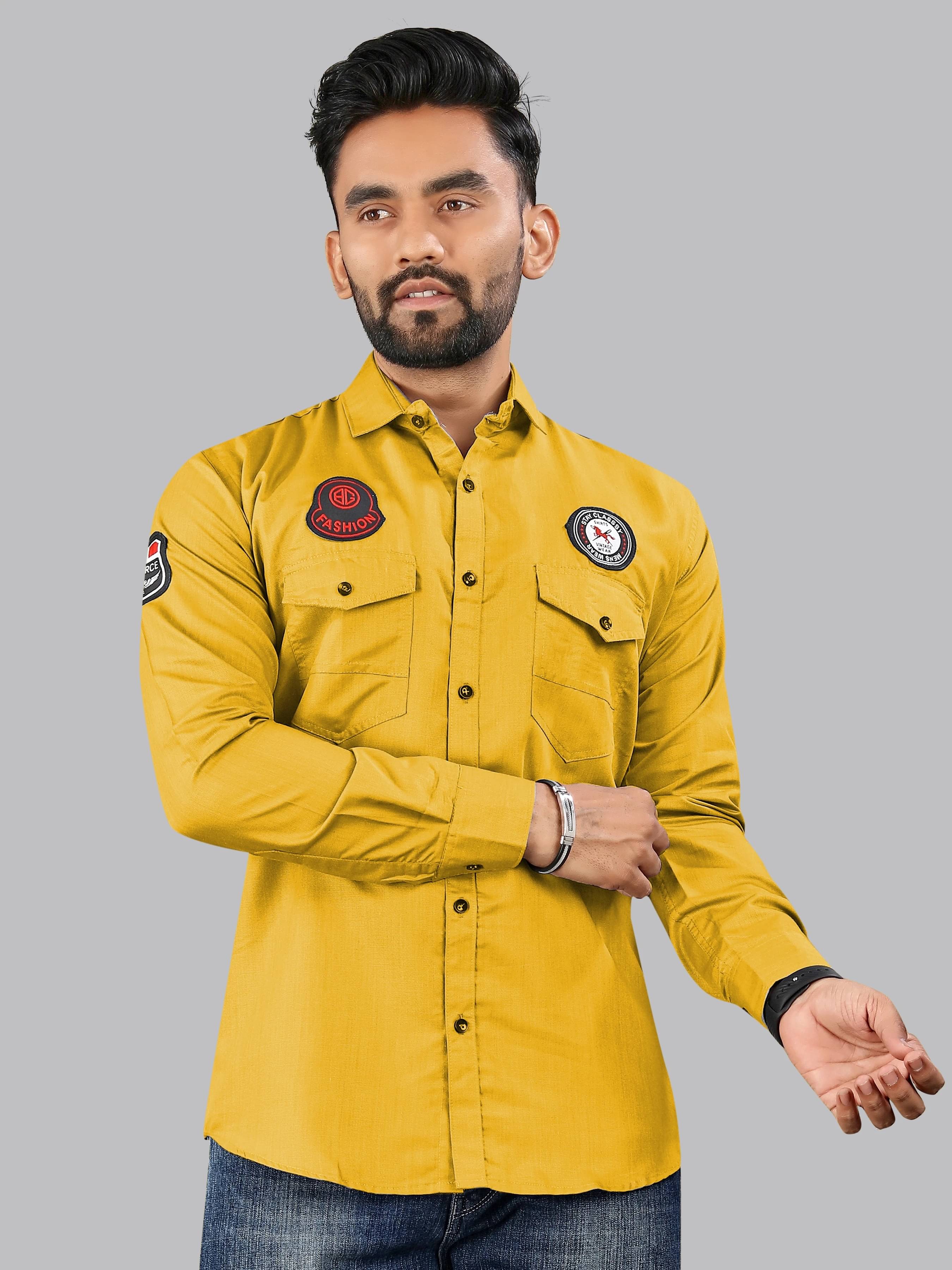     			Buckberry Cotton Blend Regular Fit Solids Full Sleeves Men's Casual Shirt - Yellow ( Pack of 1 )