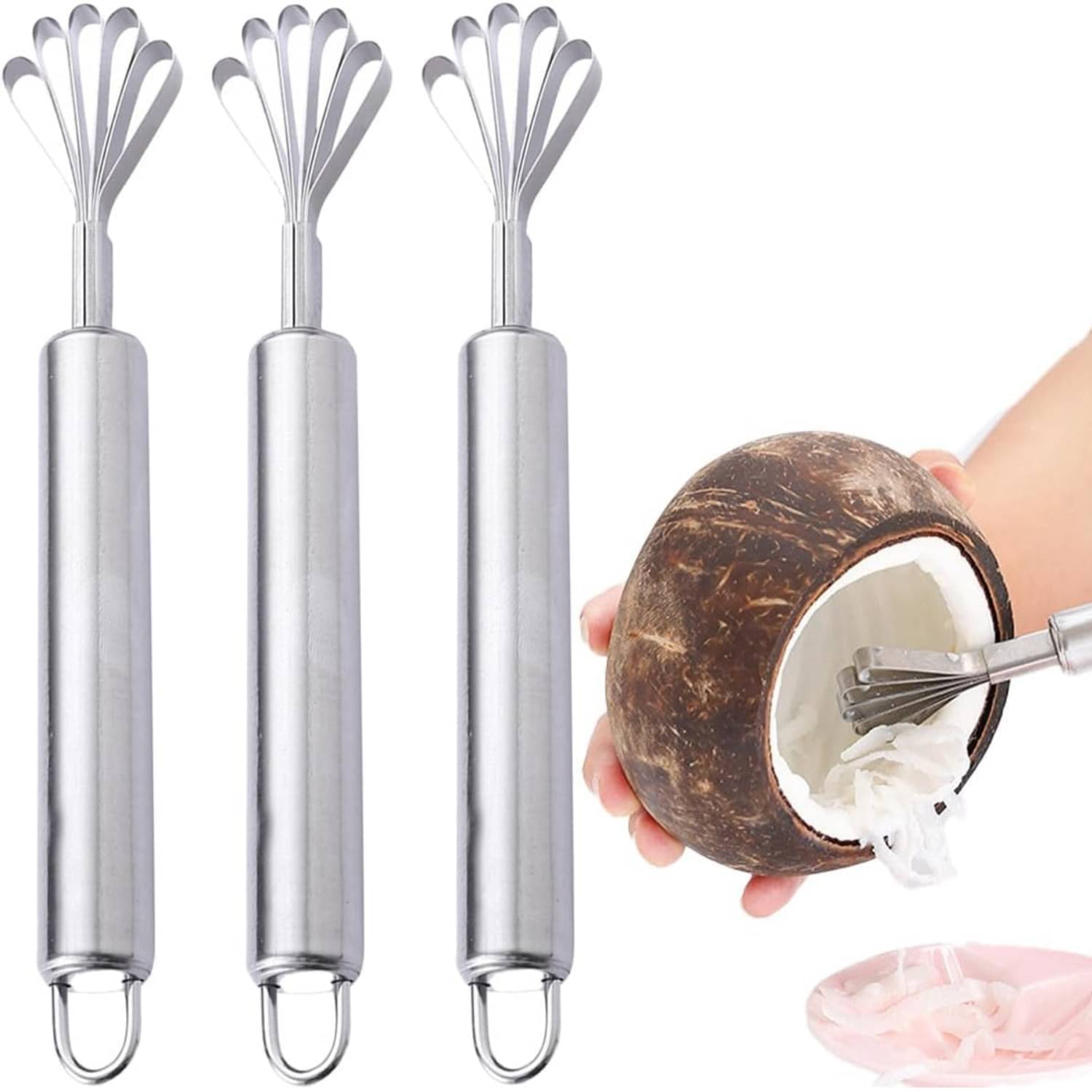 Coconut Scraper Coconut Meat Removal Knife Stainless Steel Coconut Grater Slicer Tool Multi-Purpose Kitchen Product Coconut Scraper Coconut Meat Removal Knife Stainless Steel Coconut Grater Slicer Tool Multi-Purpose Kitchen Product