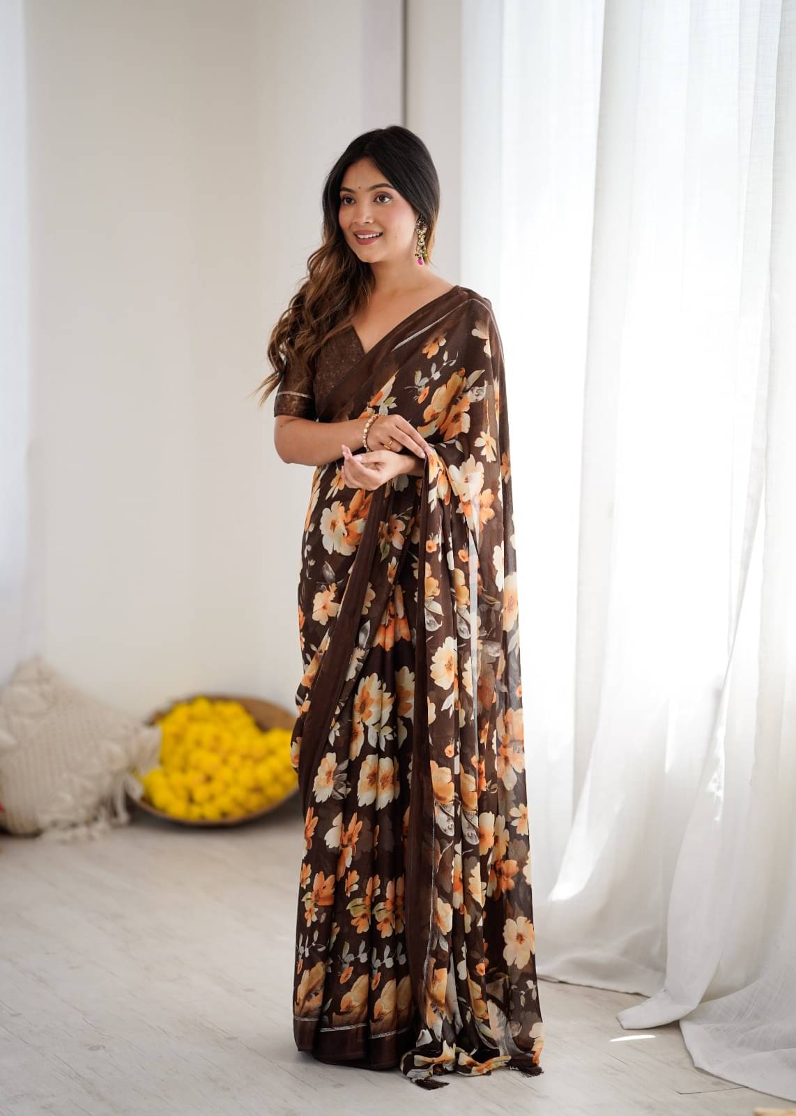 DIKONA DESIGNER Chiffon Printed Kasavu Saree With Unstitched Blouse Piece ( Multicolor 6 ) DIKONA DESIGNER Chiffon Printed Kasavu Saree With Unstitched Blouse Piece ( Multicolor 6 )