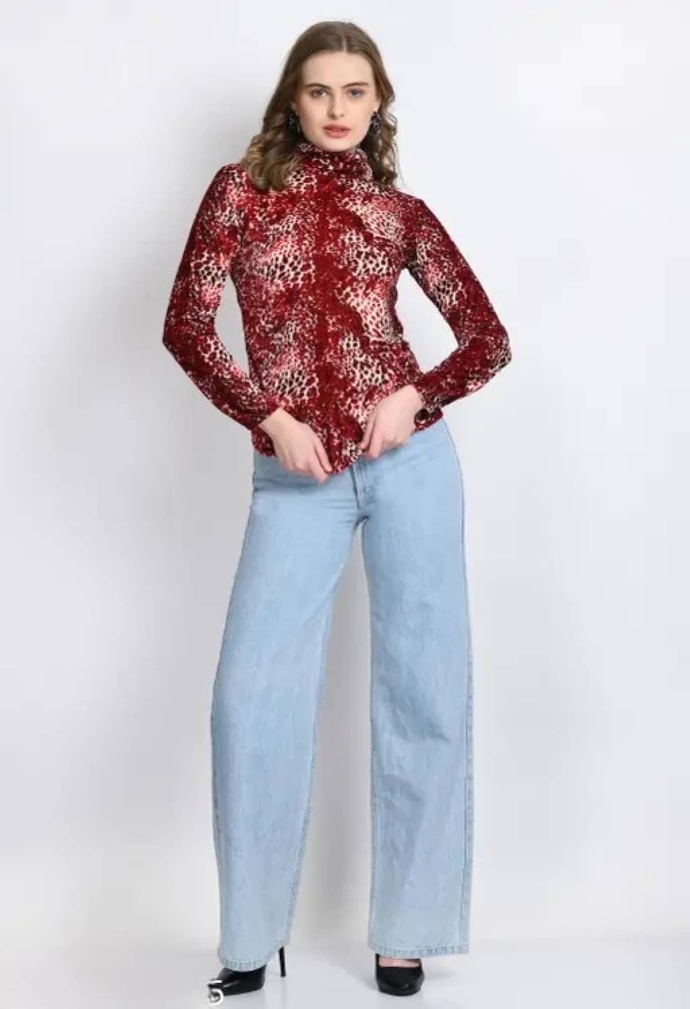     			Divine Bezz Women's Velvet Corset Top ( Red )