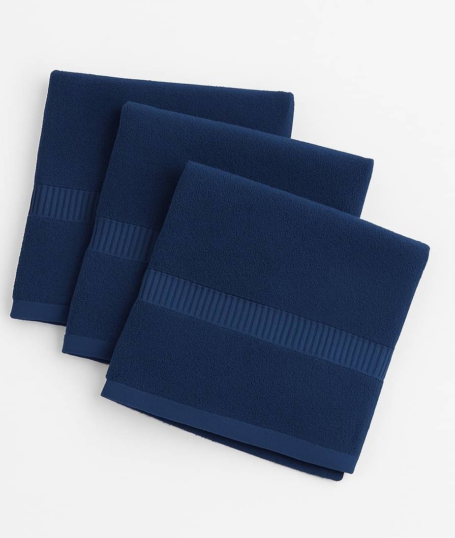     			Dollar Terry Solid Face Towel Below 300 GSM ( Pack of 3 ) - Navy