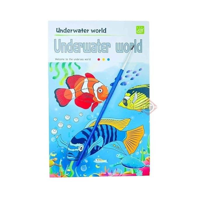     			Eclet 1 Pack of Underwater Themed Watercolor Pocket Book with 1 Paint Brush,Painting Fun for Children,12 Sheet Each Watercolor Paint Book Gift for Kids Girls Boys(Any random design will send)