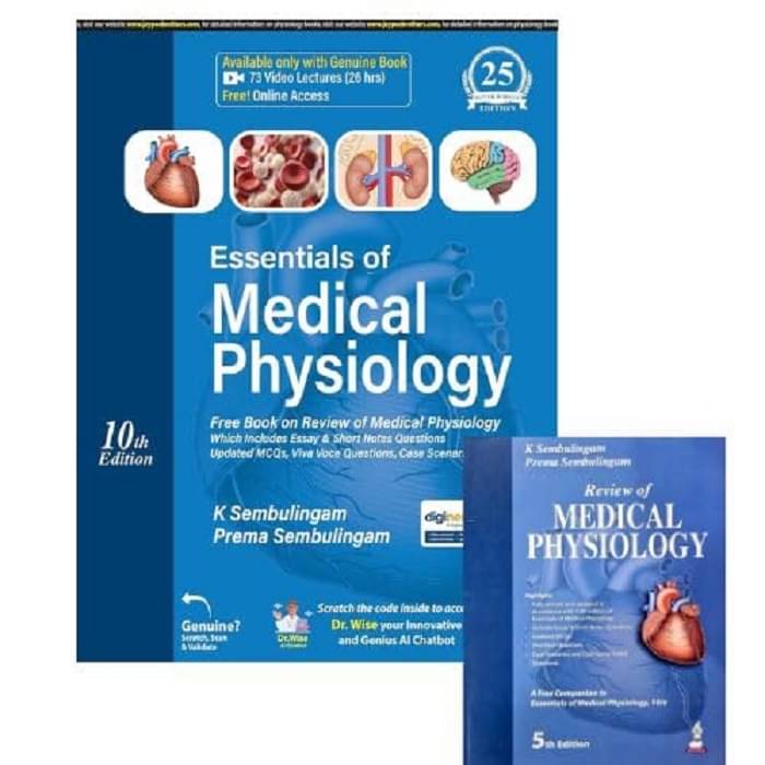 Essentials of Medical Physiology By K Sembulingam & Prema Sembulingam - Free Book on Review of Medical Physiology - New 10th Edition 2024 - 25 Paperback Essentials of Medical Physiology By K Sembulingam & Prema Sembulingam - Free Book on Review of Medical Physiology - New 10th Edition 2024 - 25 Paperback