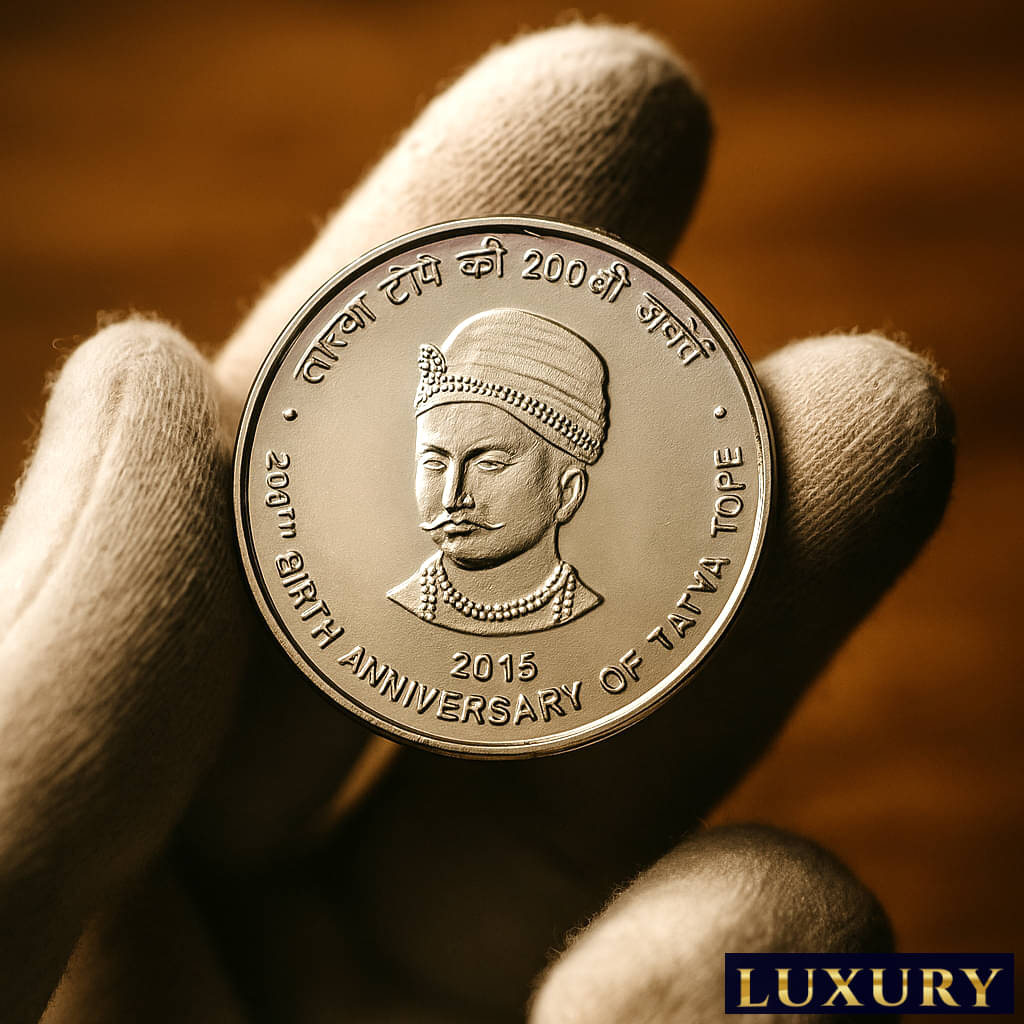 Extreme Rare 10000 Rupees - 200th Anniversary of Tatya Tope 2015, India Silver Plated Memorial Coin Extreme Rare 10000 Rupees - 200th Anniversary of Tatya Tope 2015, India Silver Plated Memorial Coin