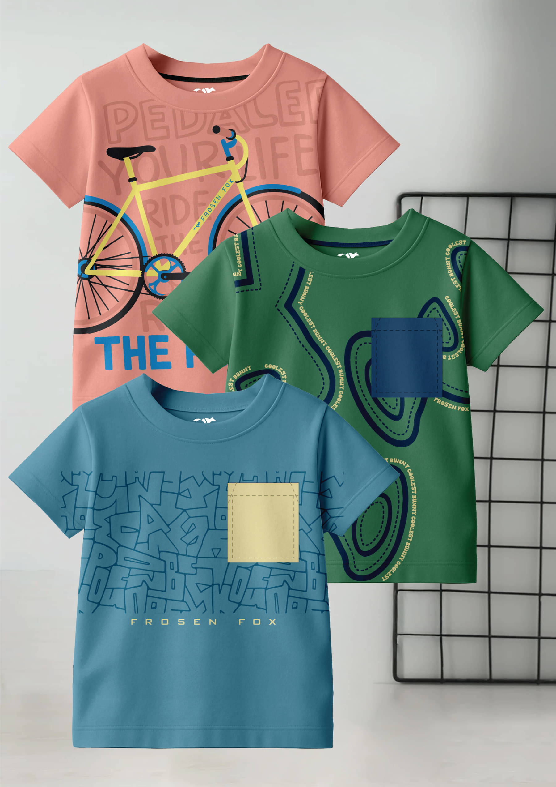     			FROSEN FOX Pack of 3 Boys Cotton T-Shirt ( Multicolor 1 )