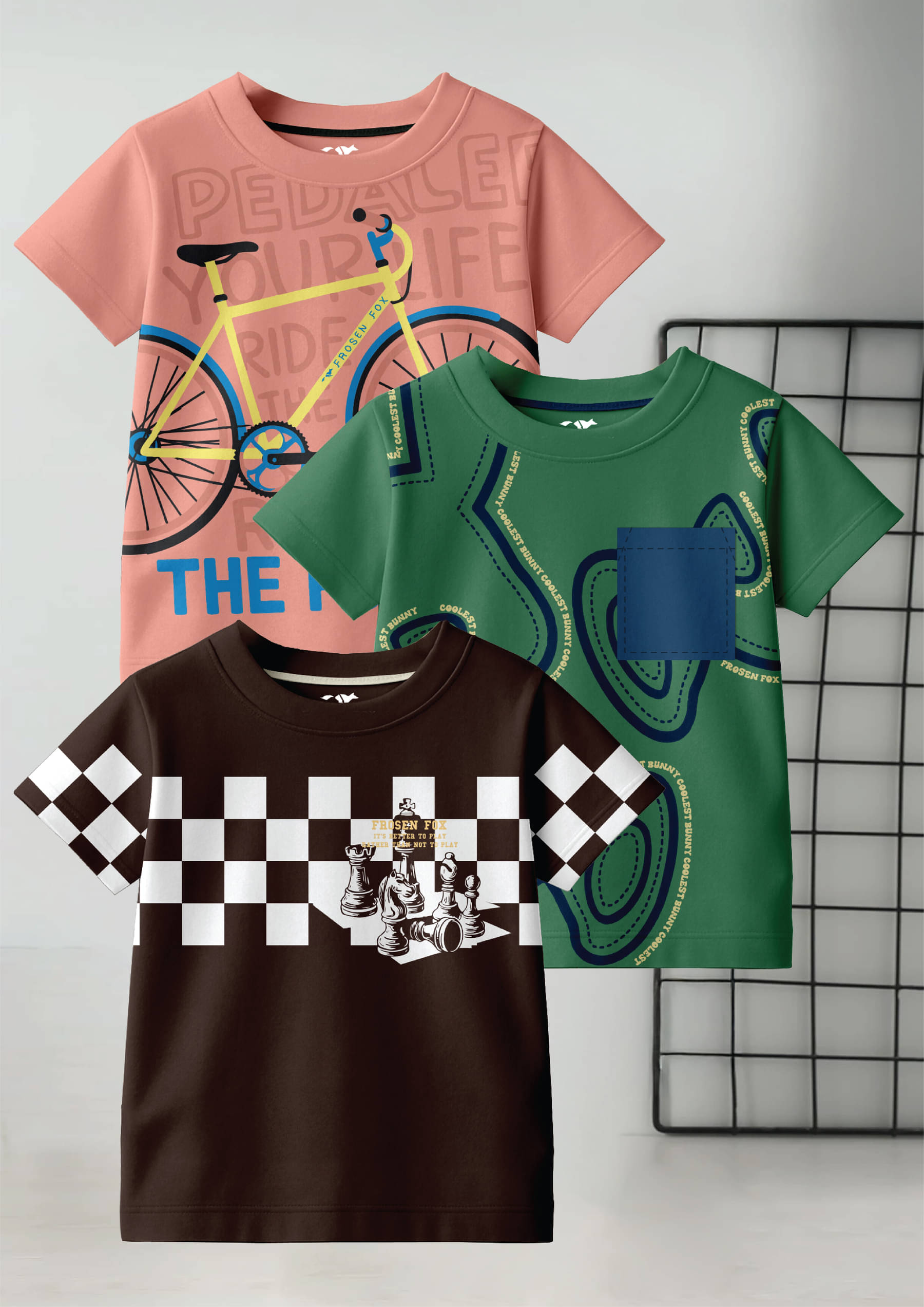     			FROSEN FOX Pack of 3 Boys Cotton T-Shirt ( Multicolor 2 )