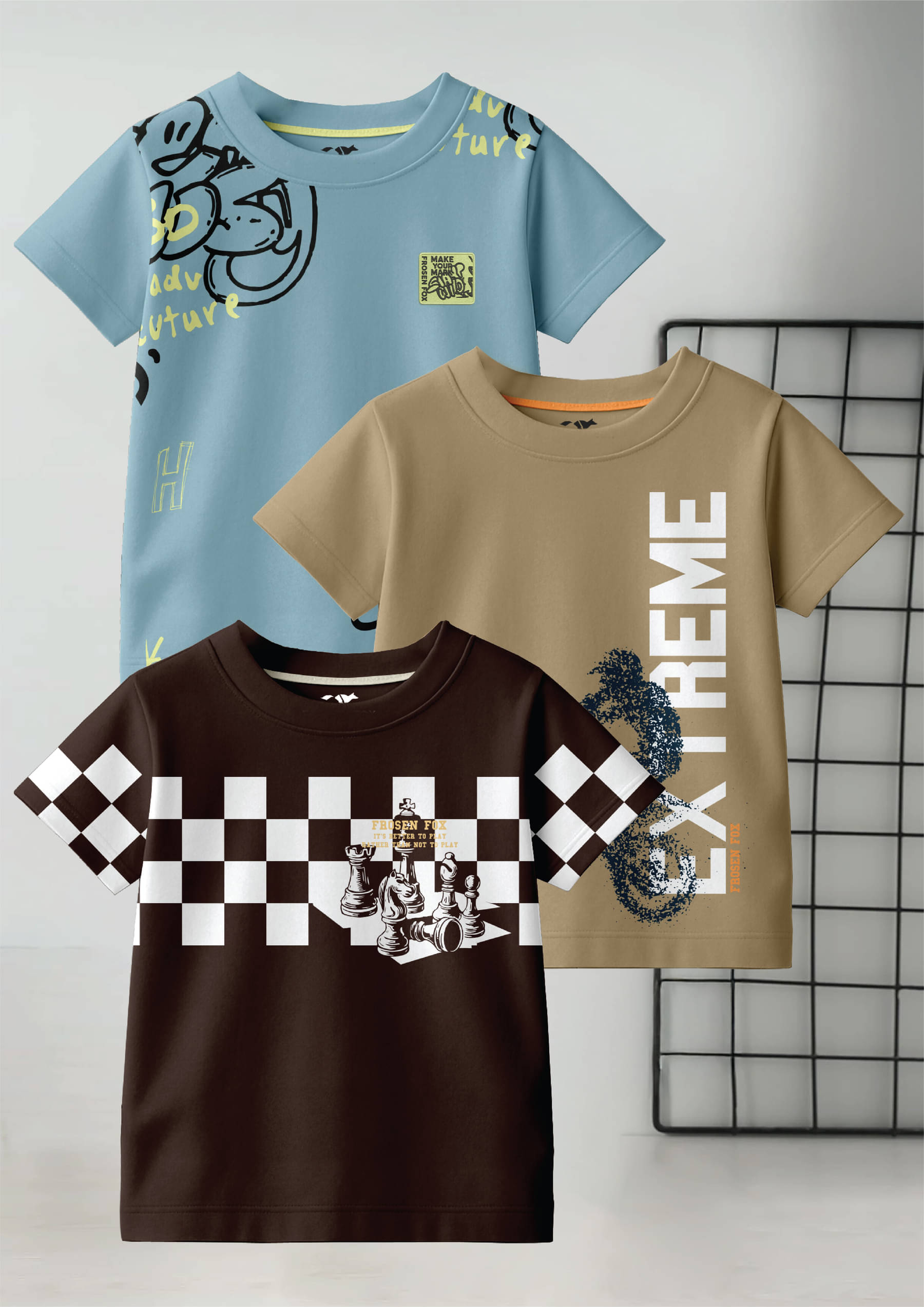     			FROSEN FOX Pack of 3 Boys Cotton T-Shirt ( Multicolor 14 )