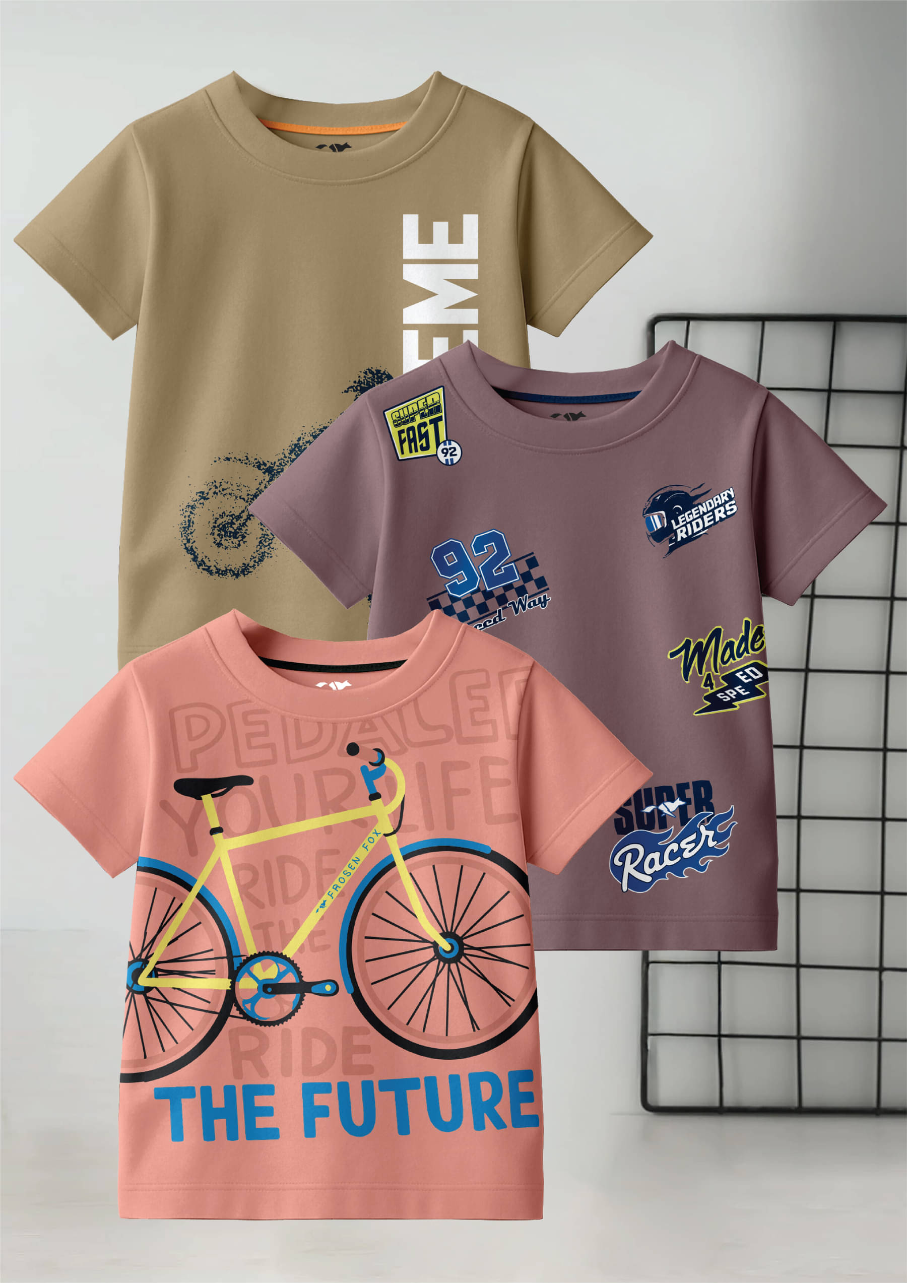     			FROSEN FOX Pack of 3 Boys Cotton T-Shirt ( Multicolor 2 )