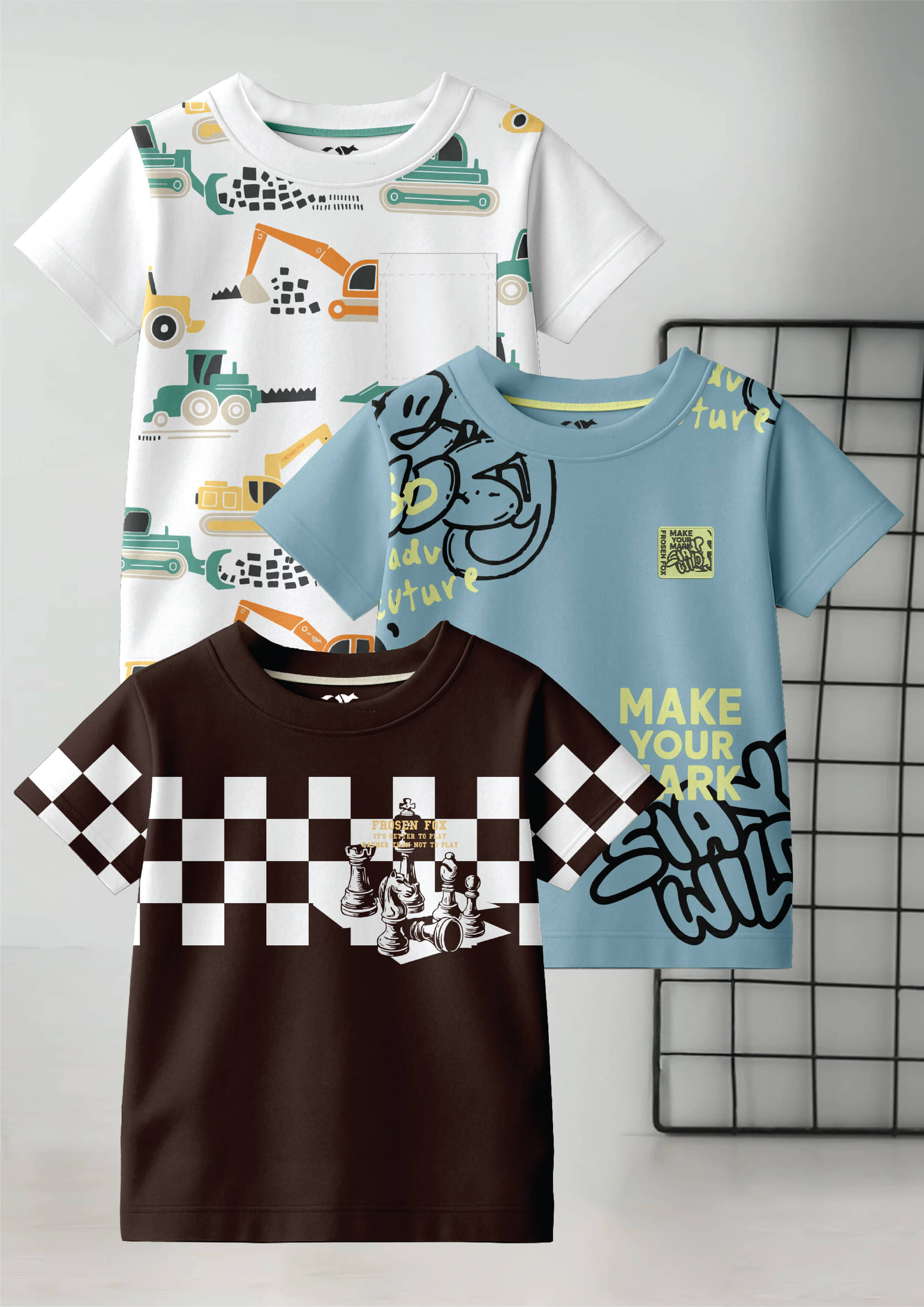     			FROSEN FOX Pack of 3 Boys Cotton T-Shirt ( Multicolor 7 )