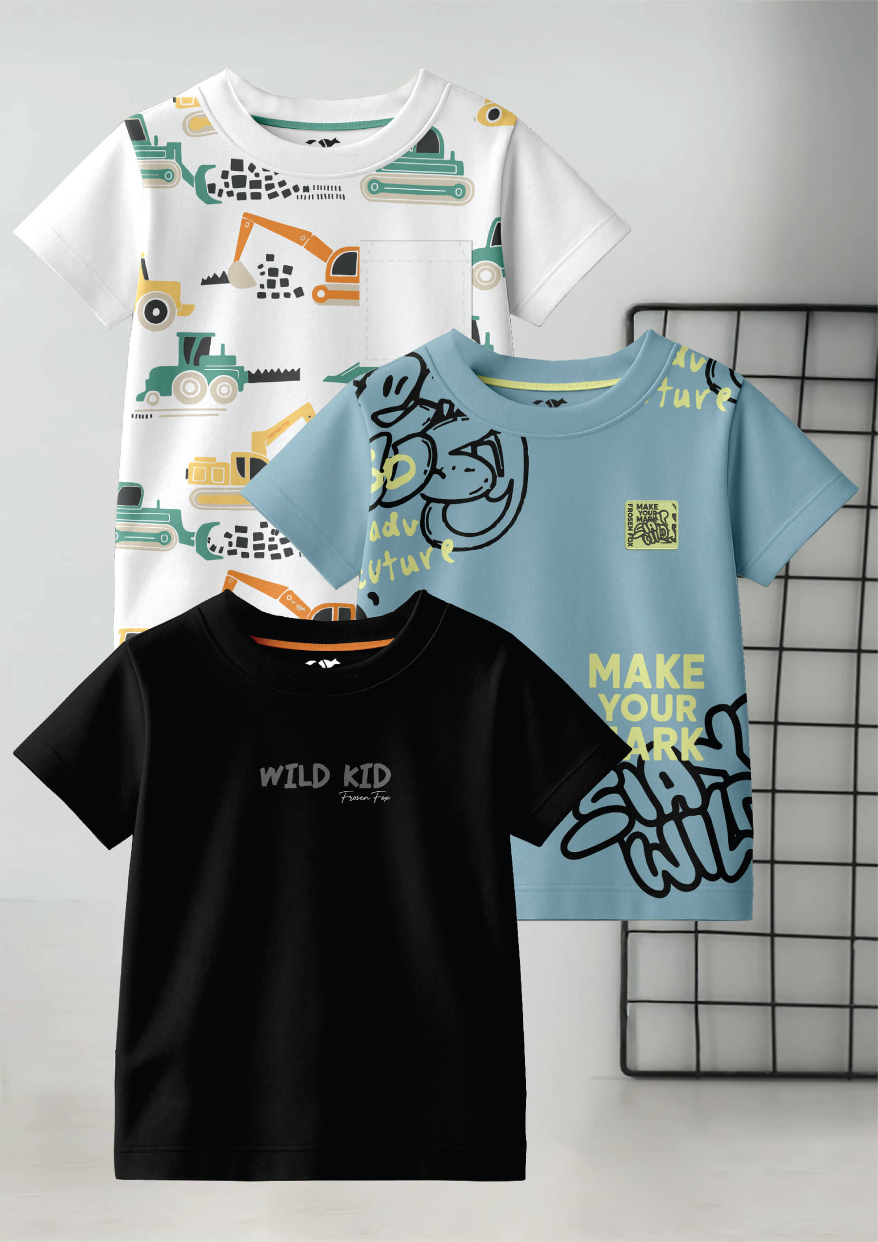     			FROSEN FOX Pack of 3 Boys Cotton T-Shirt ( Multicolor 8 )