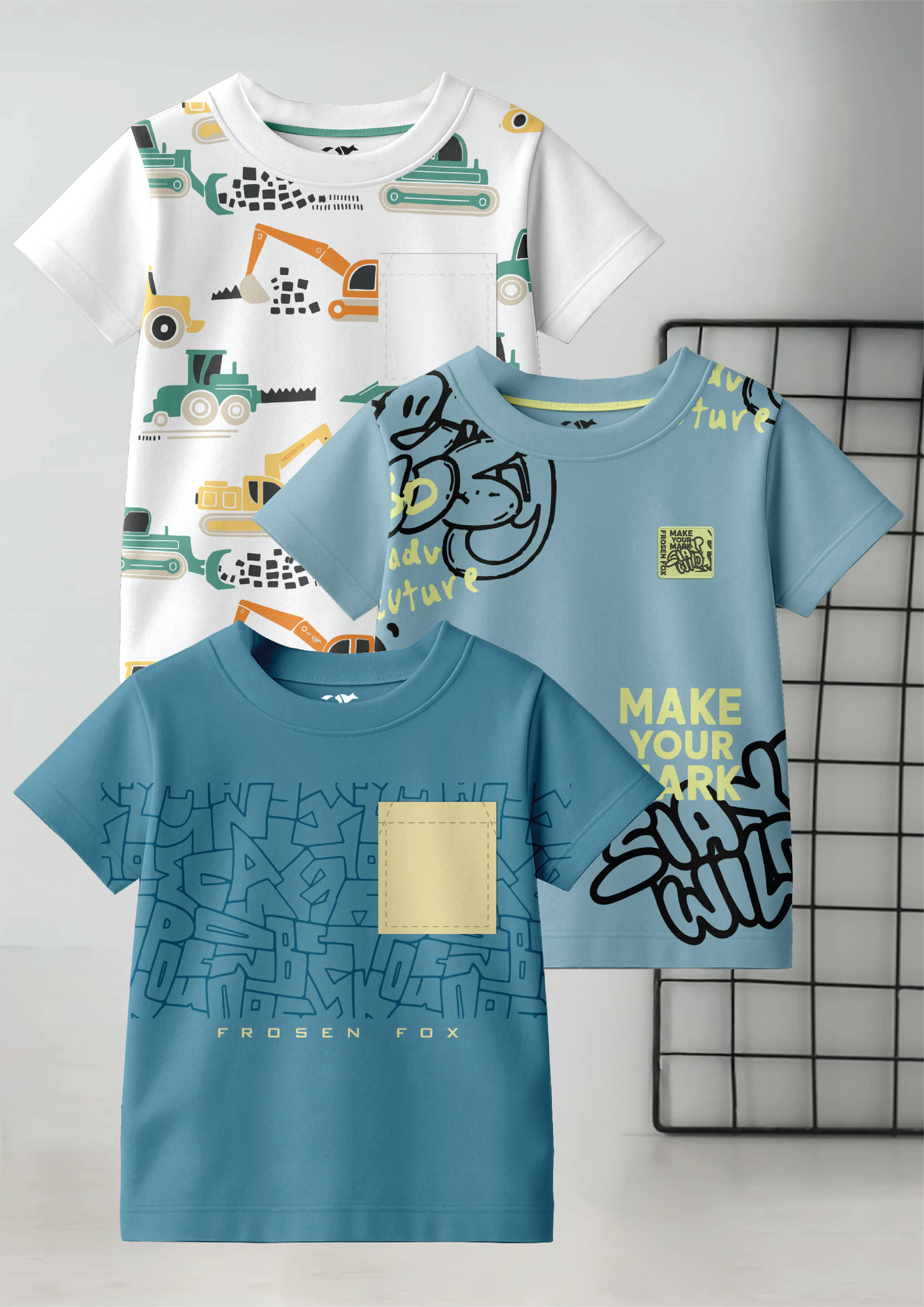     			FROSEN FOX Pack of 3 Boys Cotton T-Shirt ( Multicolor 6 )