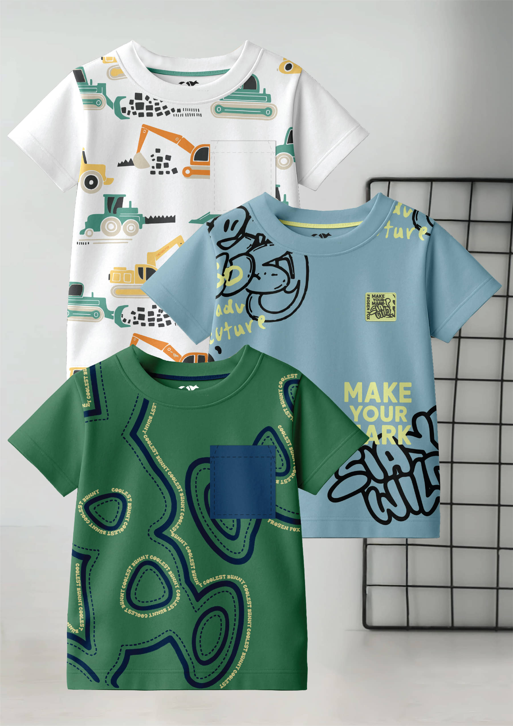     			FROSEN FOX Pack of 3 Boys Cotton T-Shirt ( Multicolor 5 )