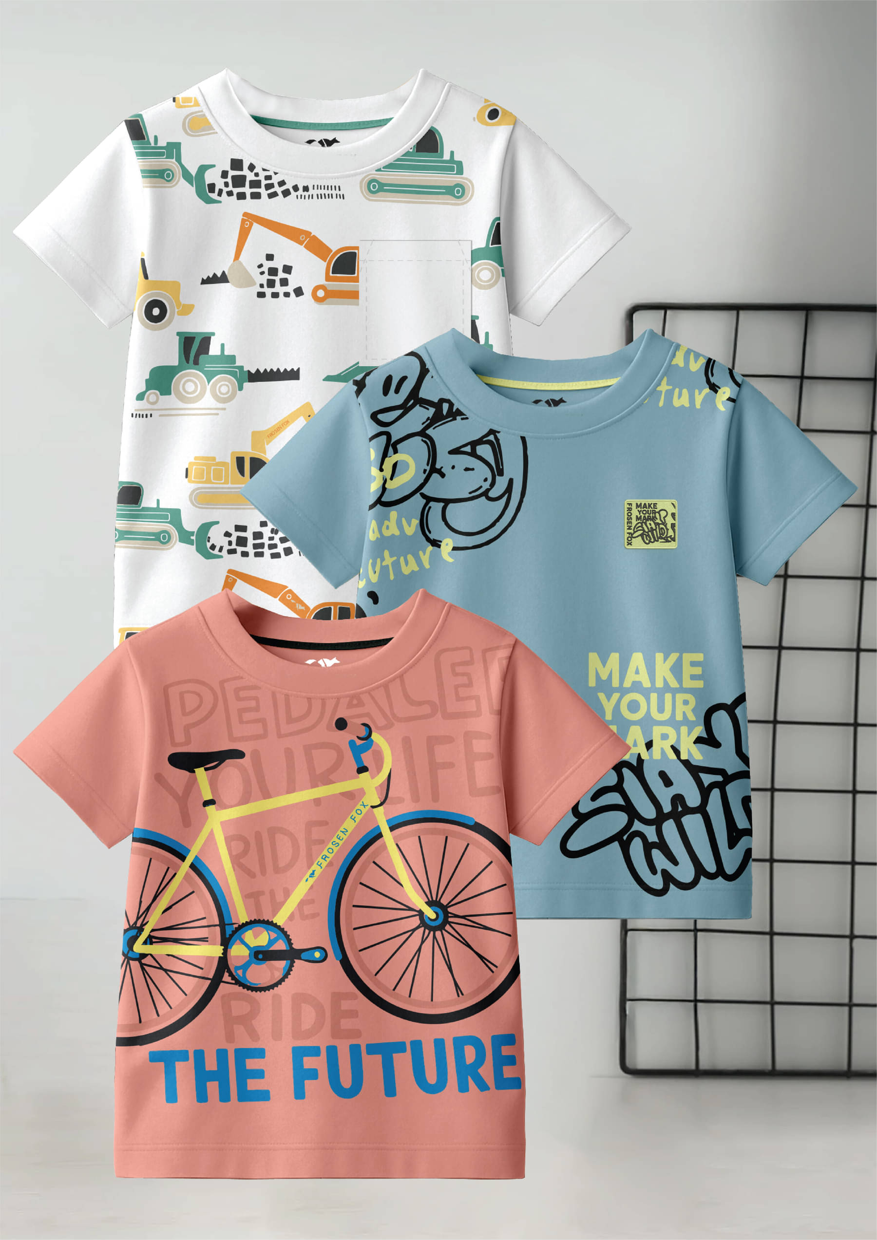     			FROSEN FOX Pack of 3 Boys Cotton T-Shirt ( Multicolor 4 )