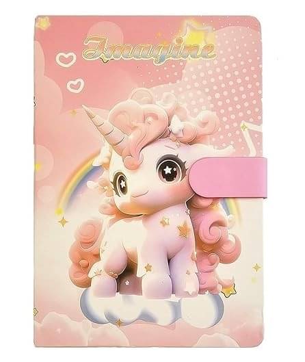 Freedy 1pc Unicorn doll Printed magnetic Button Protected lock Dairy for Pen stationary A5 Diary (Multicolor)     			Freedy 1pc Unicorn doll Printed magnetic Button Protected lock Dairy for Pen stationary A5 Diary (Multicolor)