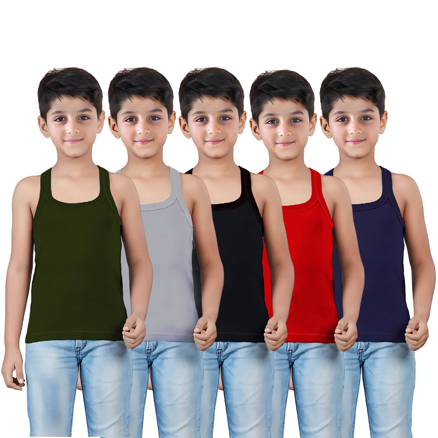     			HAP Pack of 5 Boys Cotton Vest ( Multicolor )