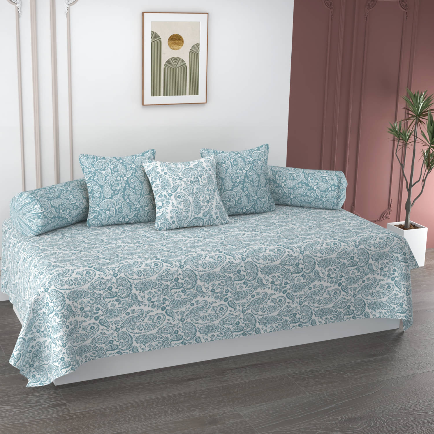     			HIDECOR Microfibre Ethnic Diwan Set 6 Pcs - Multi