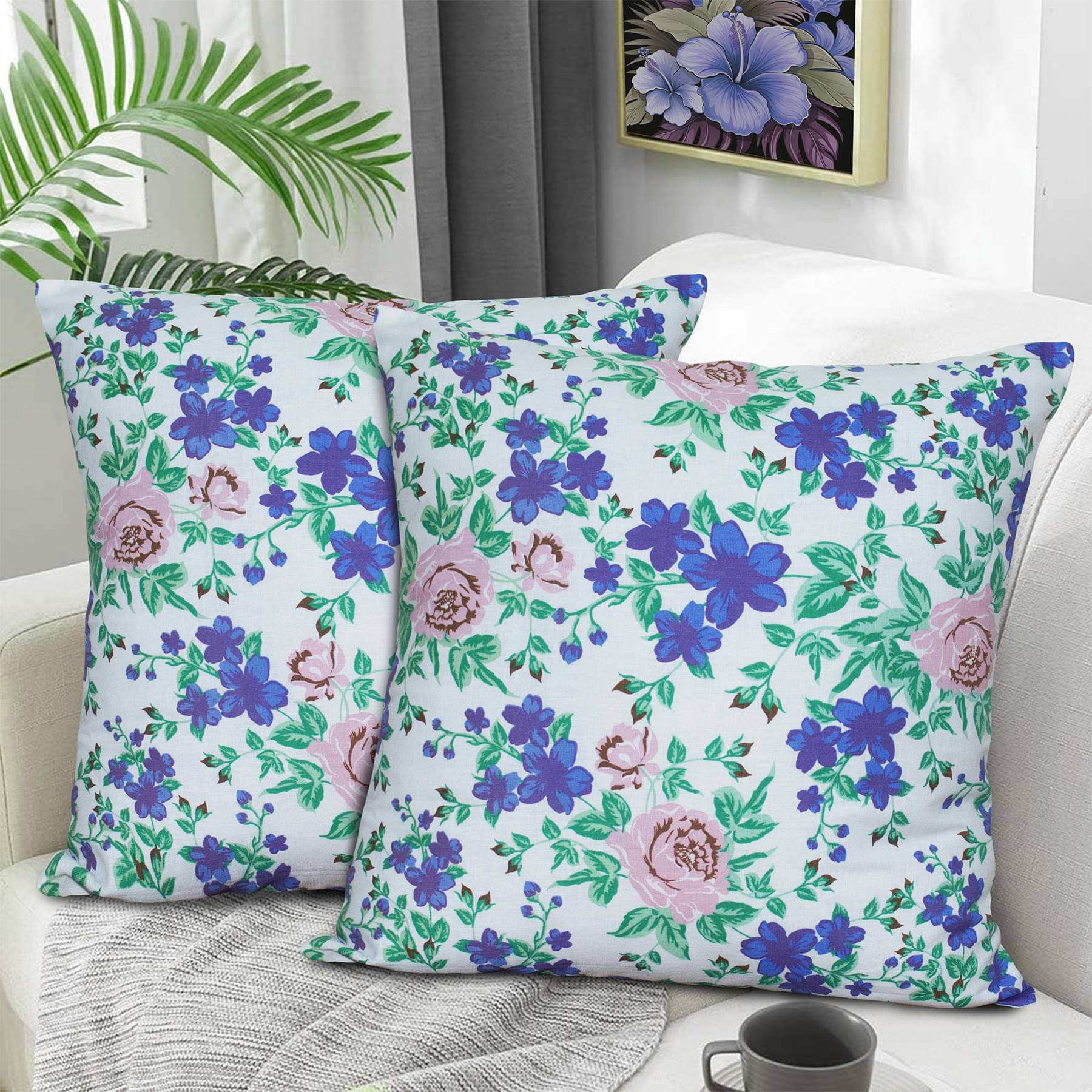     			Home Colors Set of 2 Cotton Floral Square Cushion Cover (45X45)cm - Multi