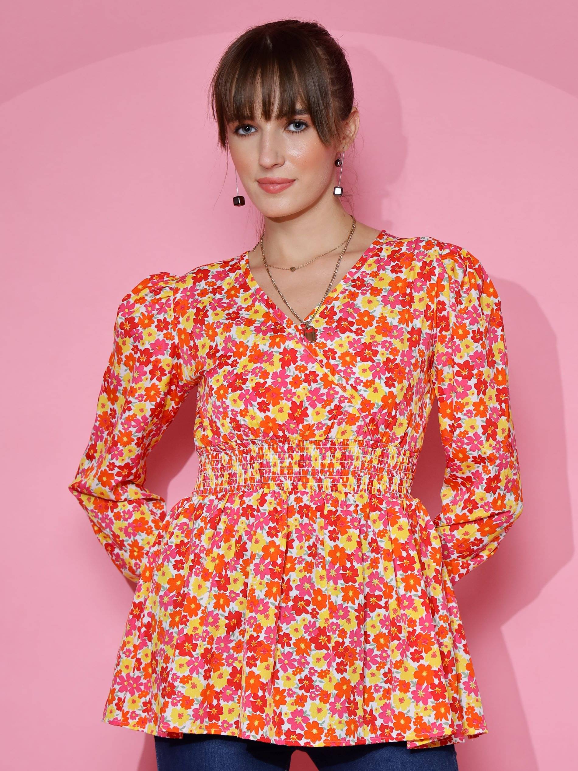 Honky Tonky Women's Crepe Regular Top ( Orange ) Honky Tonky Women's Crepe Regular Top ( Orange )