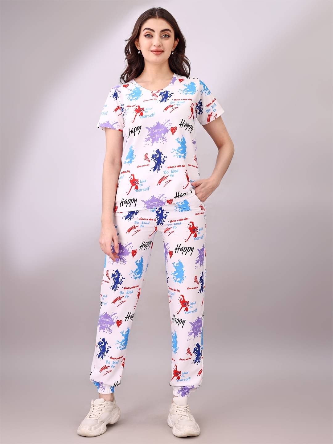     			Jay Jagdamba suit house Multicolor Cotton Blend Women's Nightwear Nightsuit Sets ( Pack of 1 )