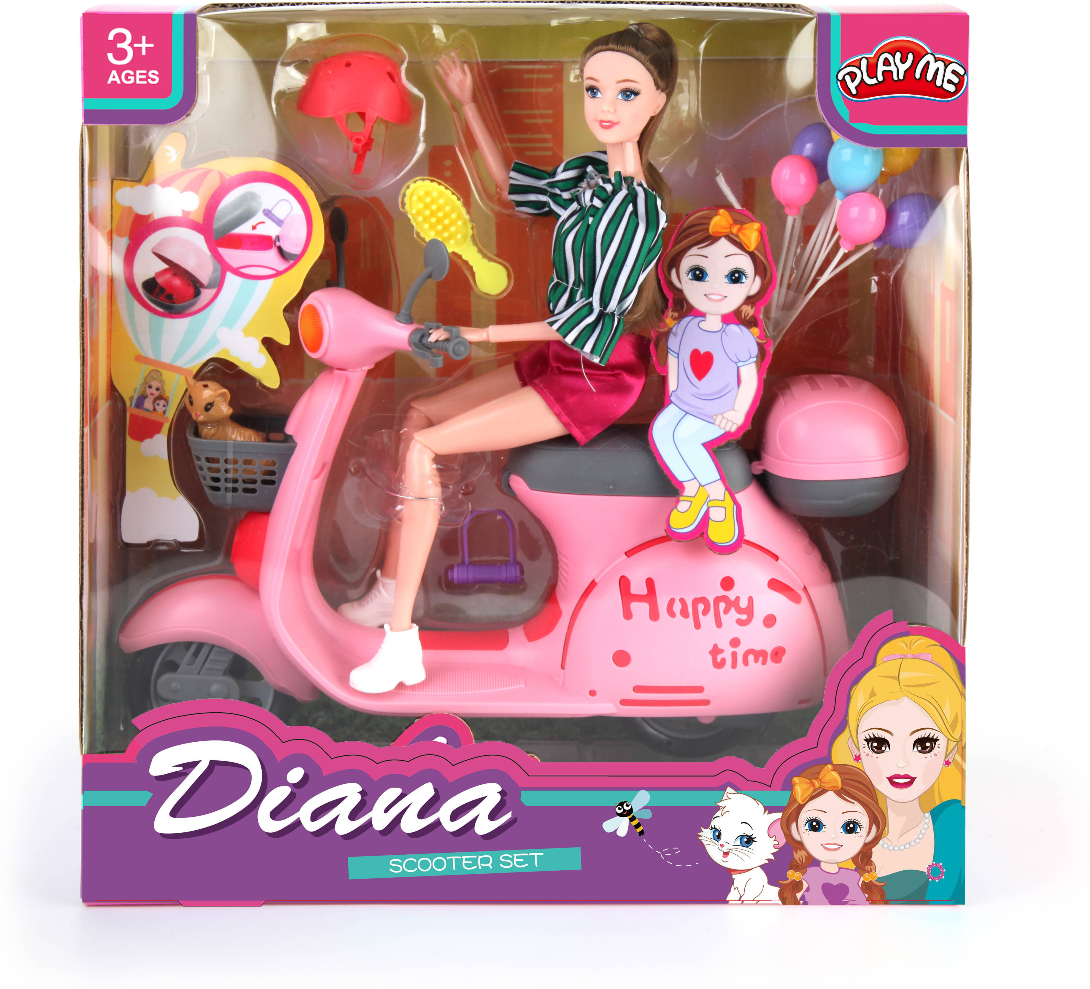     			Joy Junction Diana Series Set Beautiful Dazzling Toy Doll with Accessories (Scooter Ride) (Multicolor)