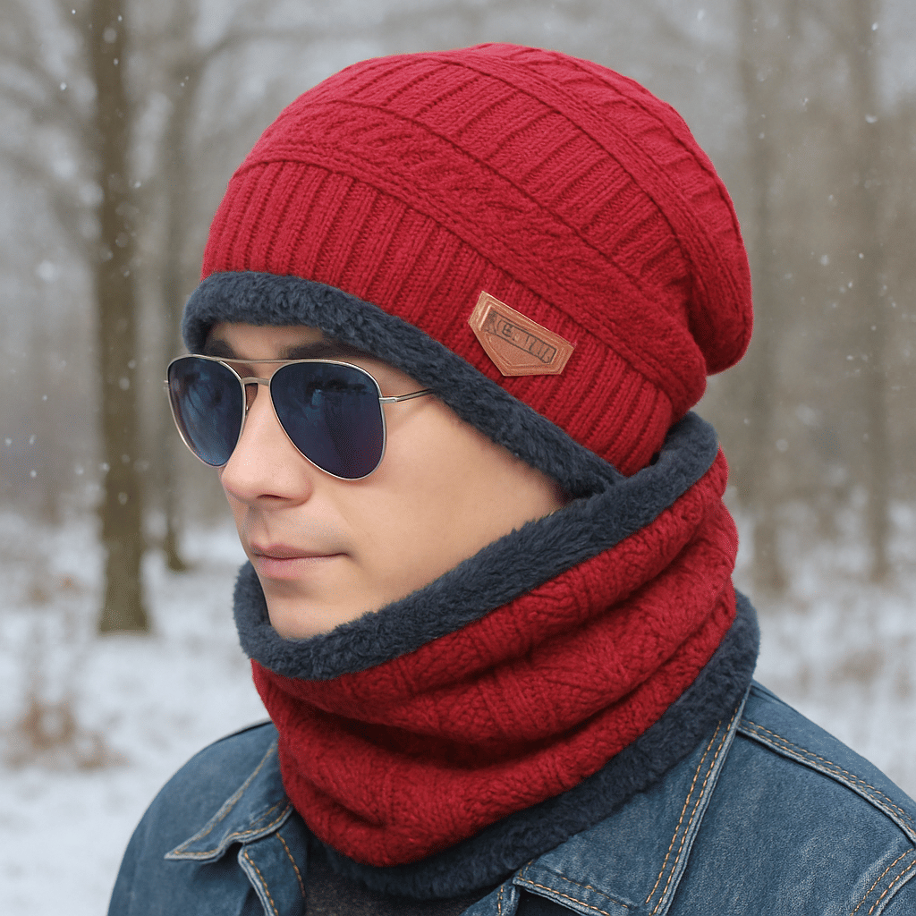 KURTIVERSE Pack of 1 Fleece Men's Cap ( Maroon ) KURTIVERSE Pack of 1 Fleece Men's Cap ( Maroon )