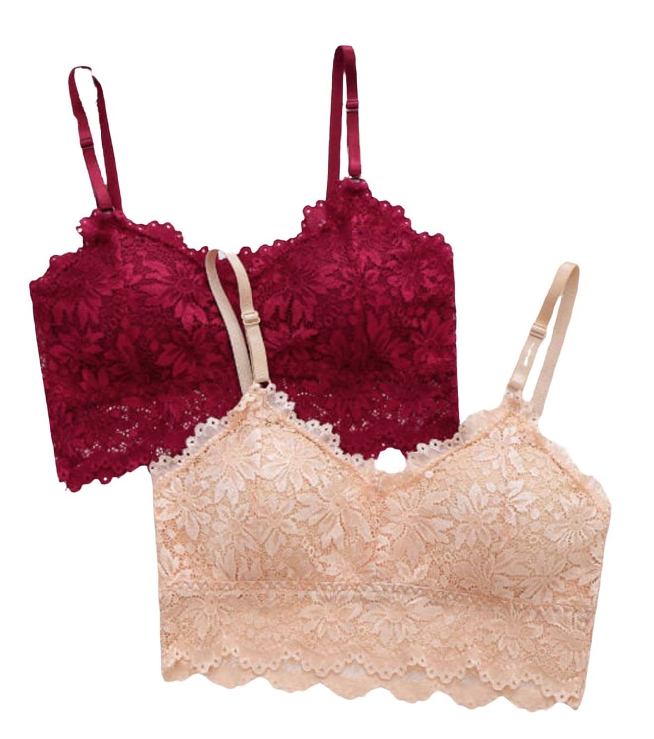     			Kamini Pack of 2 Lace Lightly Padded Bralette Bra For Women ( Multicolor )