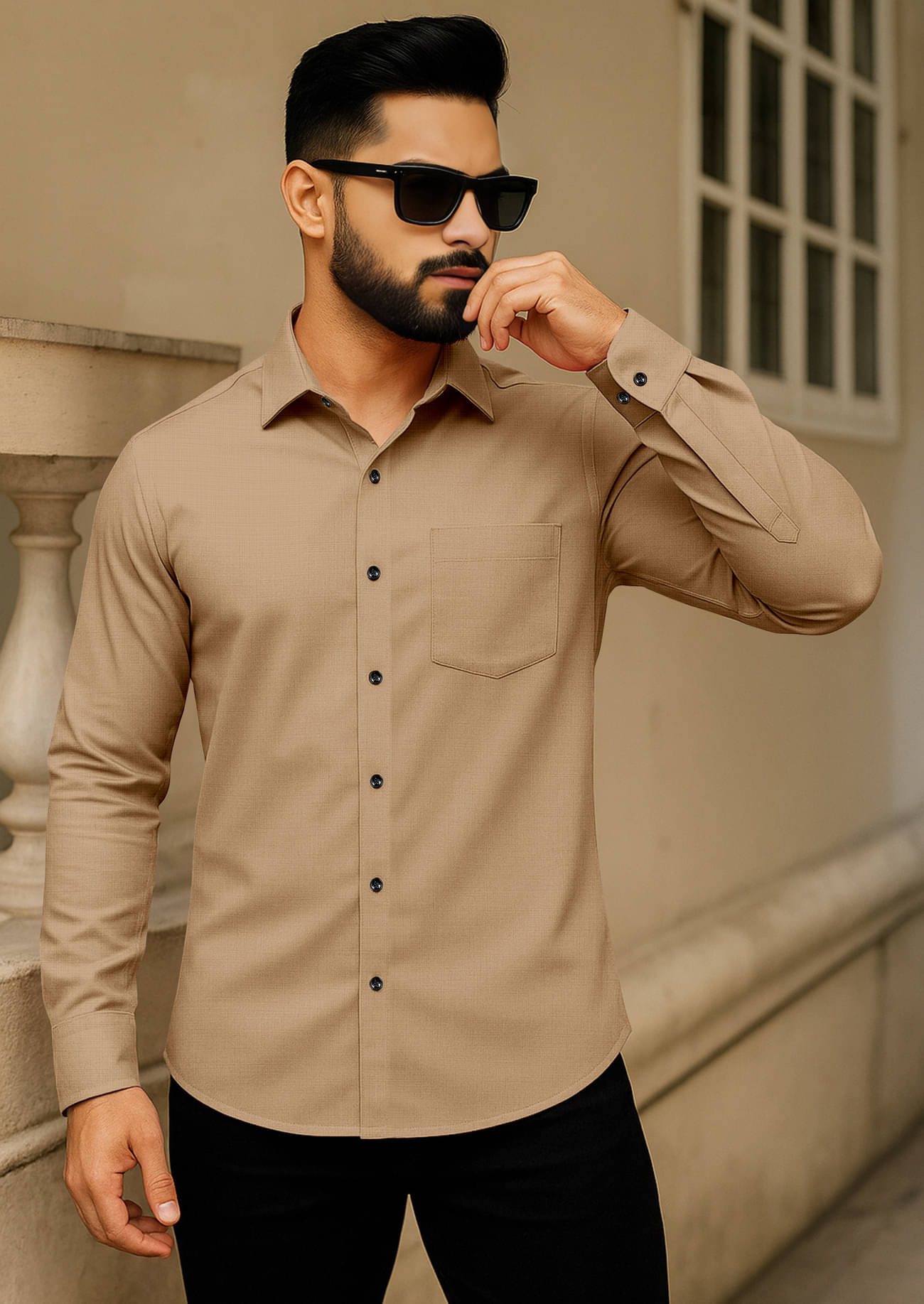 LAXBON Poly Cotton Regular Fit Solids Full Sleeves Men's Casual Shirt - Beige ( Pack of 1 ) LAXBON Poly Cotton Regular Fit Solids Full Sleeves Men's Casual Shirt - Beige ( Pack of 1 )