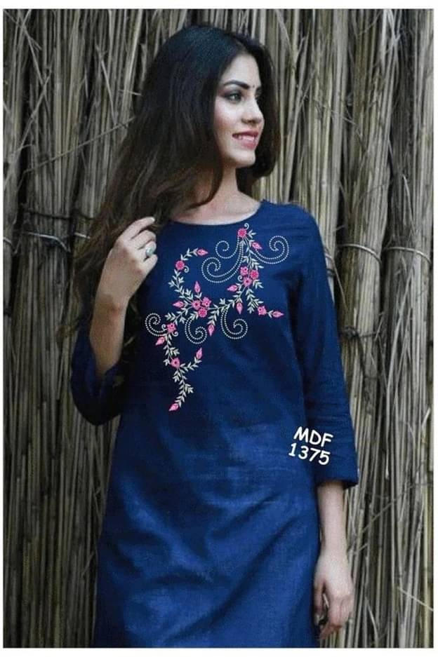     			Mehsoos Fashion Women Viscose Rayon Embroidered Straight Kurti ( Blue )