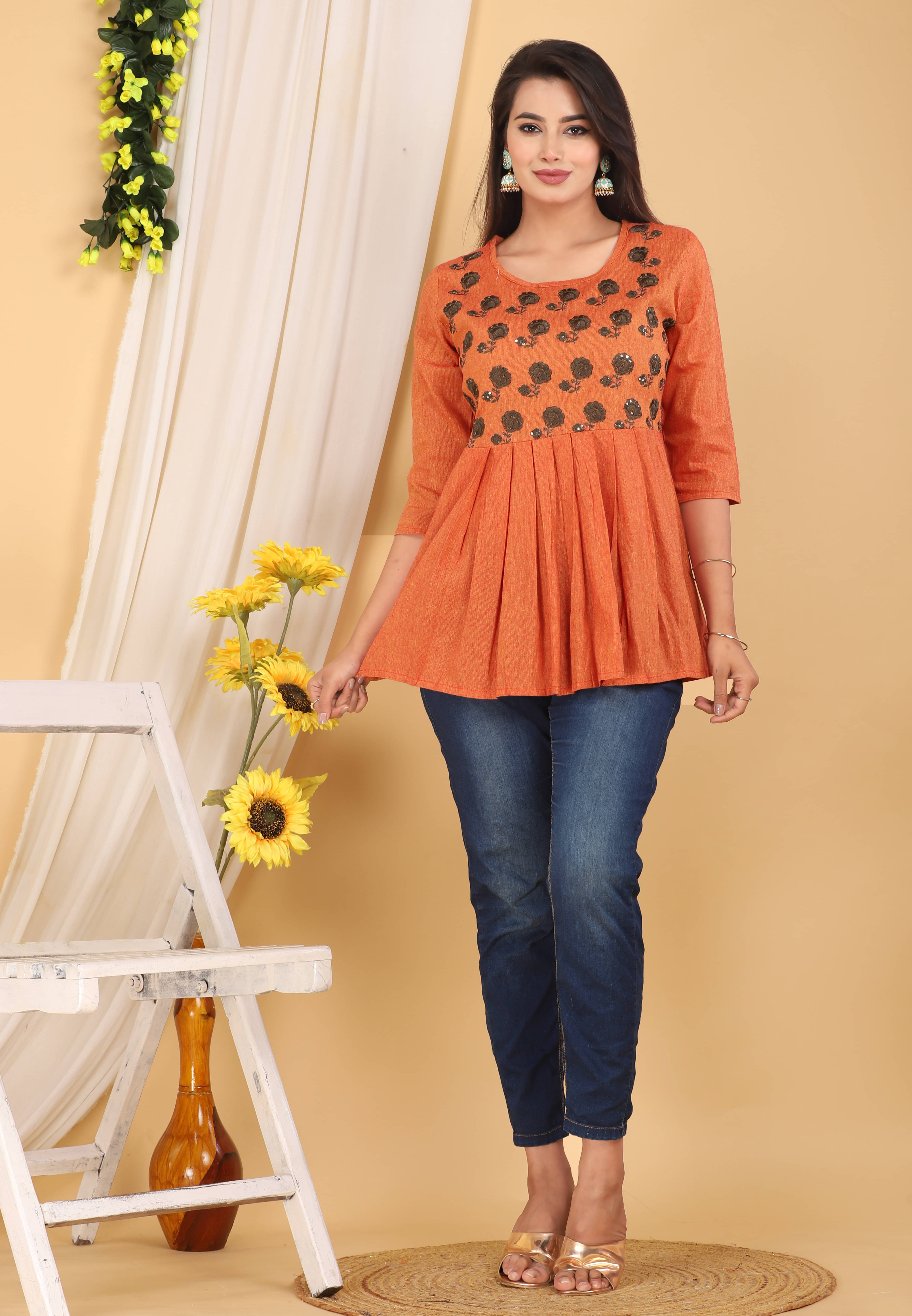     			Mehsoos Fashion Women's Cotton Tunic ( Orange )