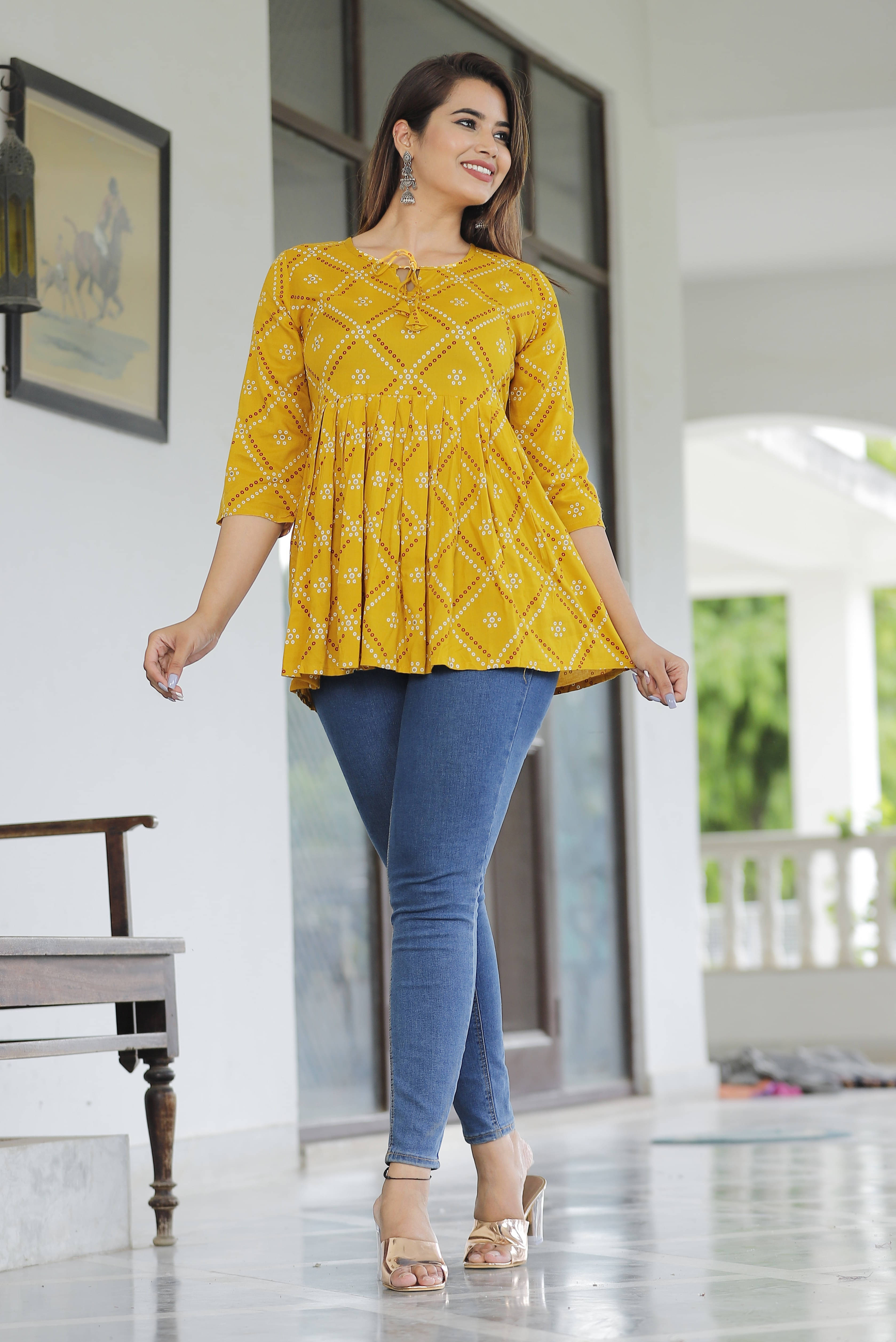 Mehsoos Fashion Women's Viscose Rayon Regular Top ( Yellow ) Mehsoos Fashion Women's Viscose Rayon Regular Top ( Yellow )