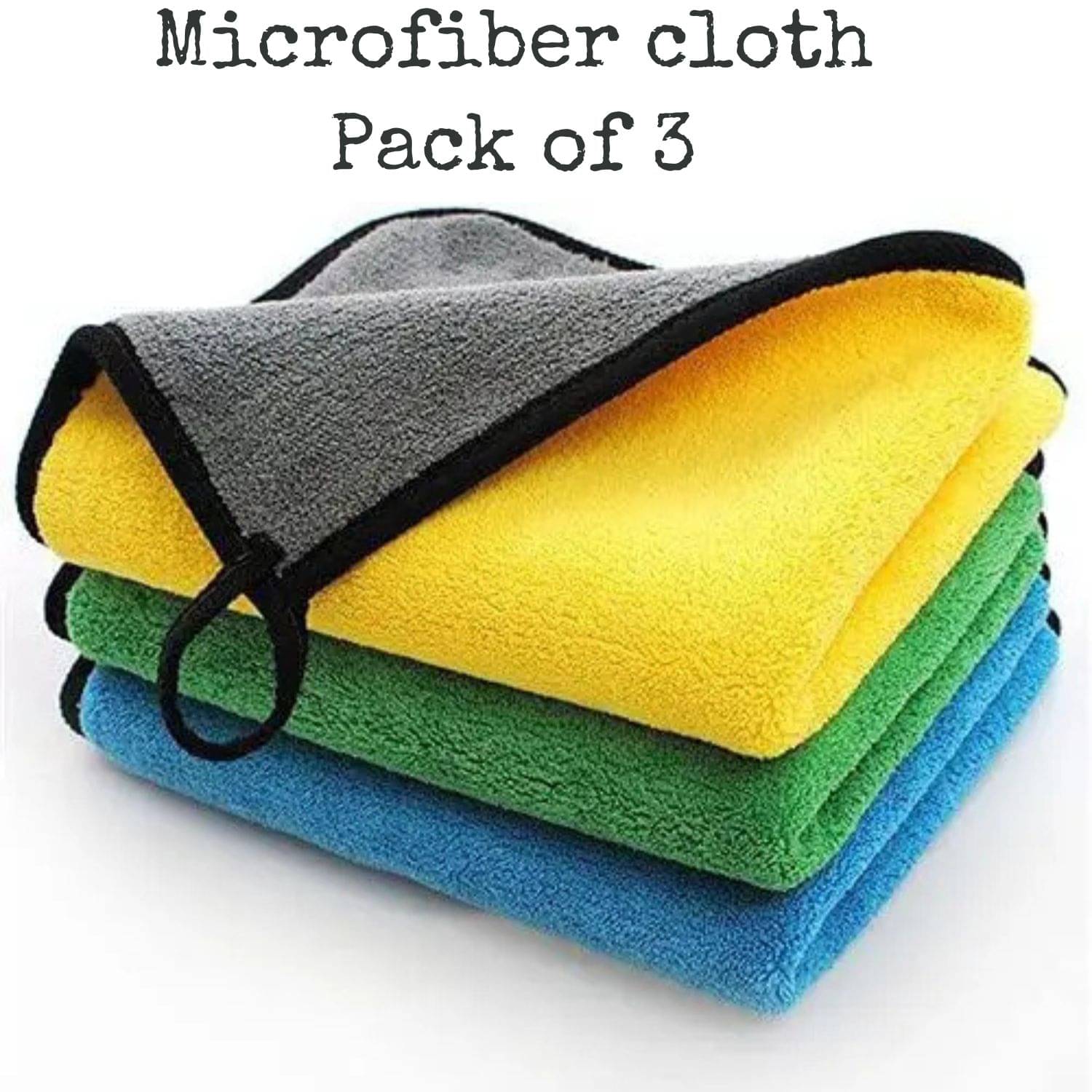     			Microfiber Cloth 800 Gsm - Pack of 3(30X40 cm)-Comes in Random Colours, Multi-Purpose cleaning cloth/Towel, microfiber towels for cars, car cleaning cloth, car washing cloth, drying towel, car towel, car cleaning cloth, glass cleaning cloth
