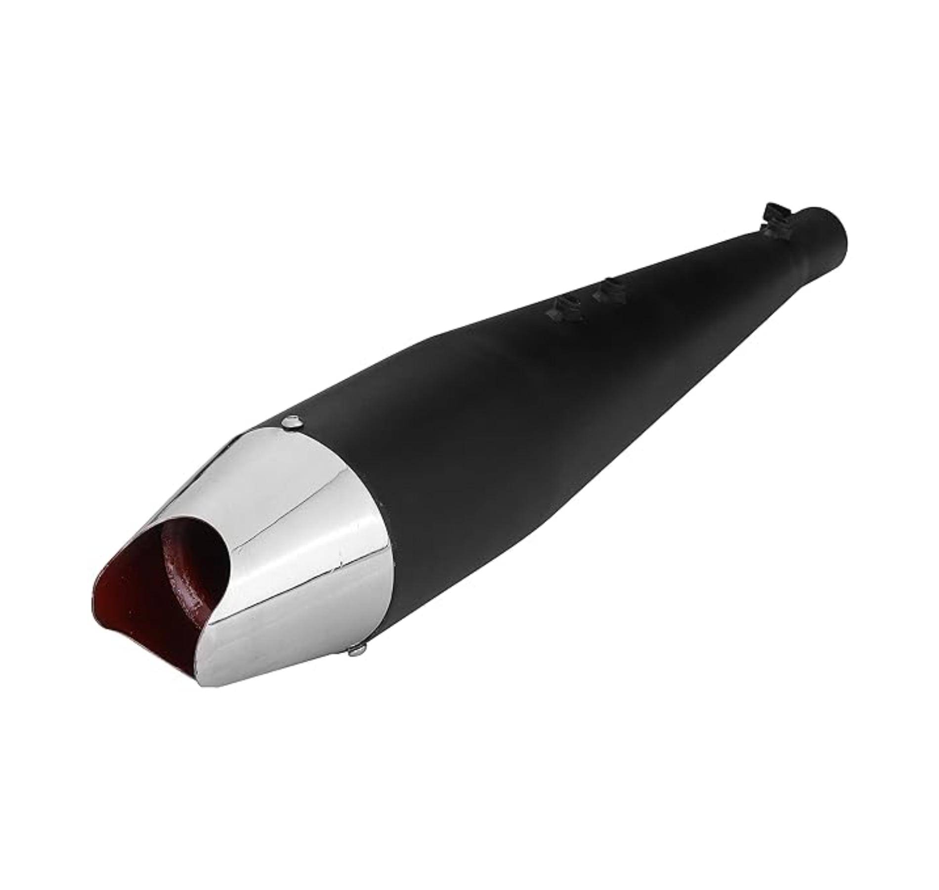     			NOISEWAVE Shark Black Front Chrome Silencer  Glasswool Exhaust Royal Enfield Thunderbird 350 Full Exhaust System (Mild Steel)